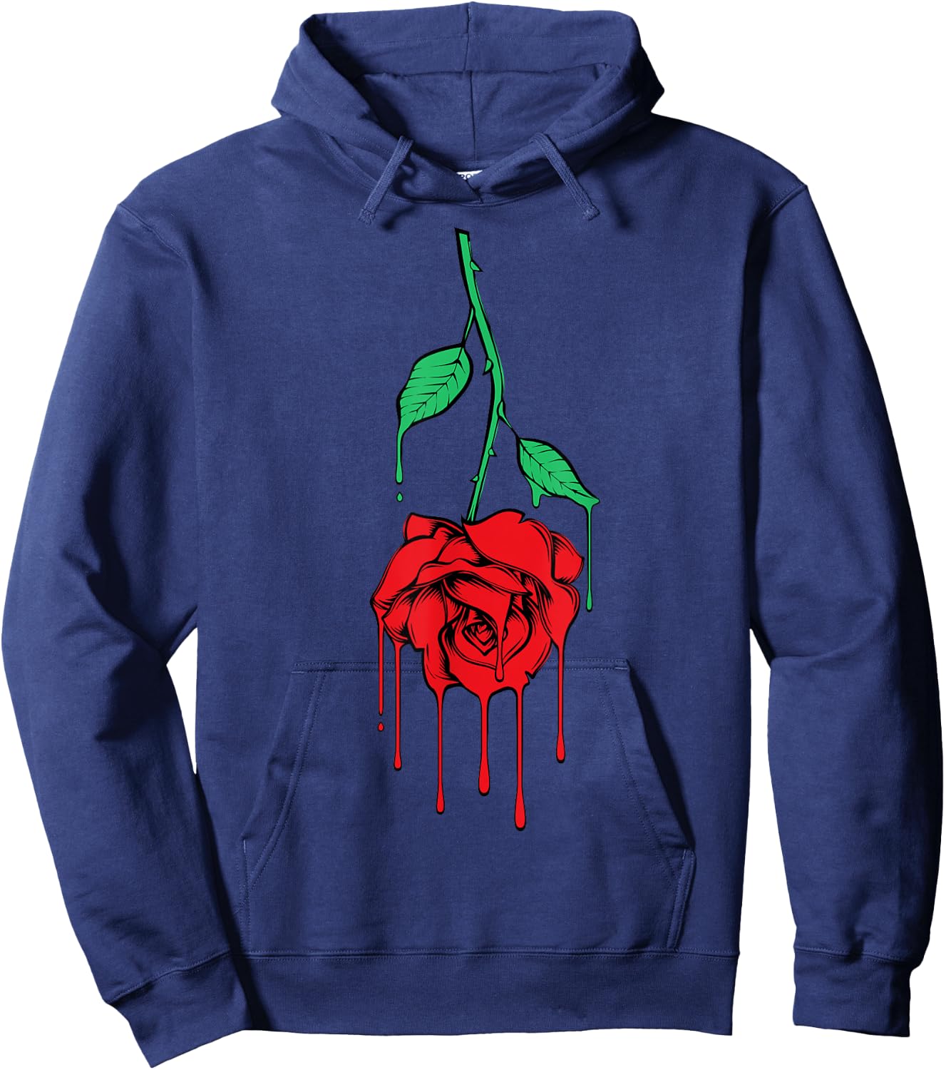 Upside Down Dripping Melting Rose Flower Heartbreak Hoodie - Hoodie | Navy