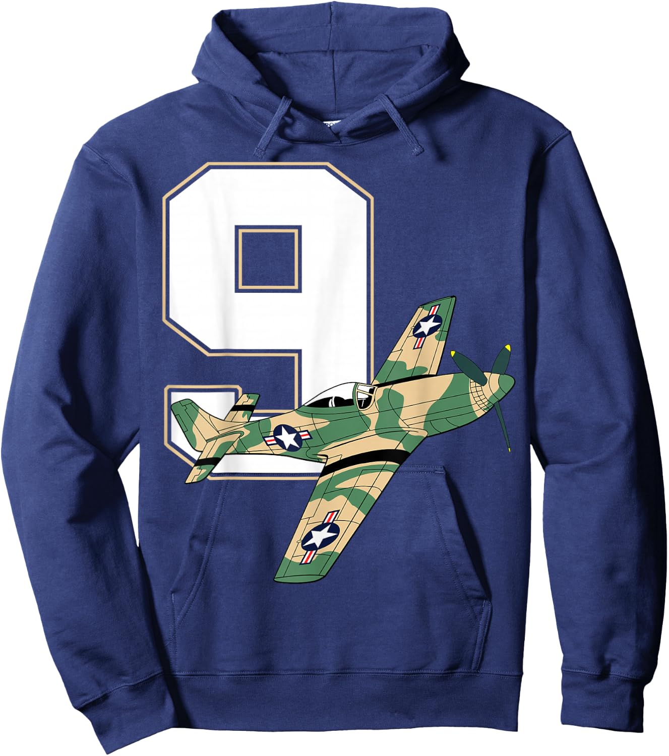 9th Birthday Military Plane Aircraft Fighter 9 Year Old Boys Hoodie - Hoodie | Navy