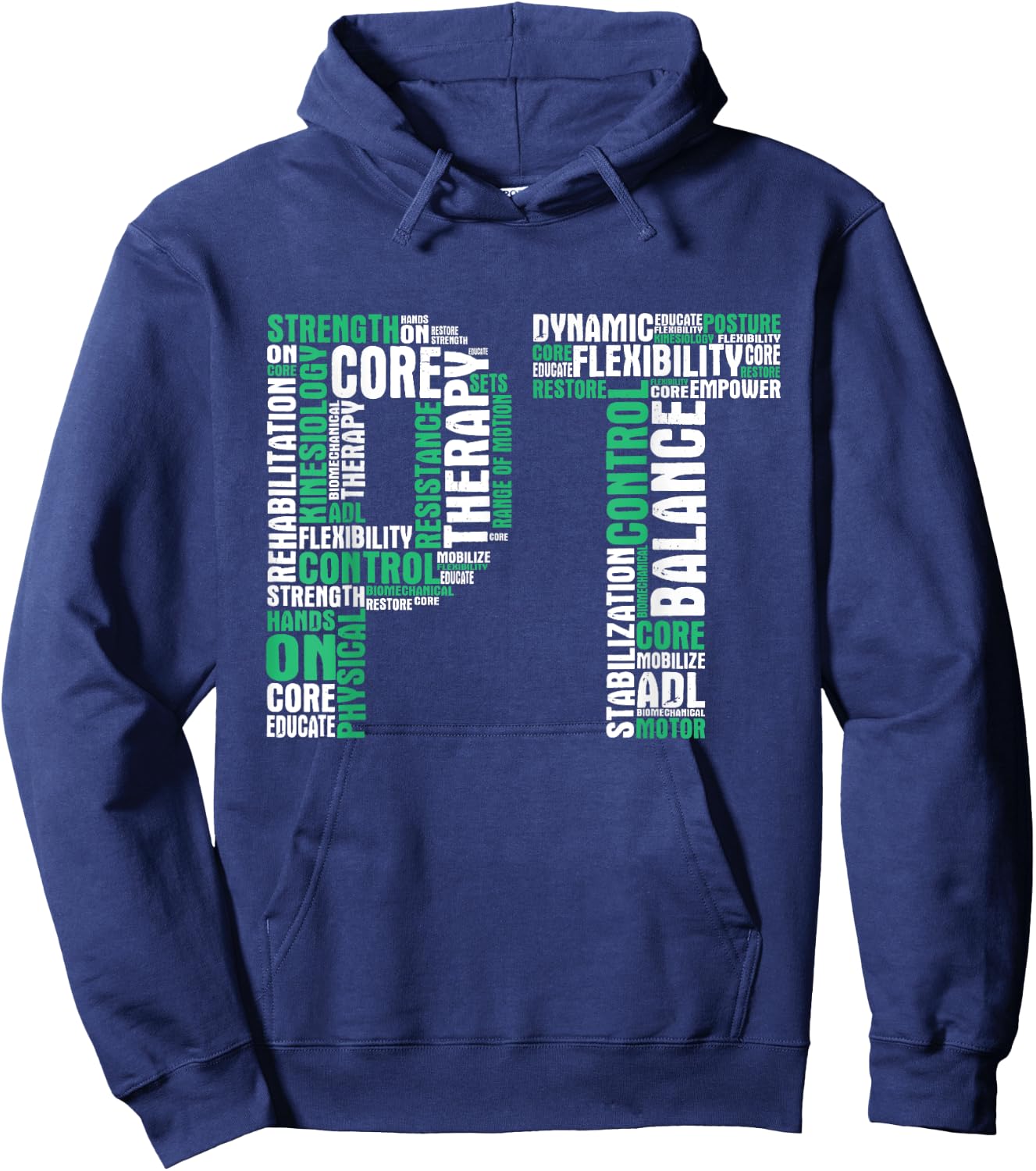 PT Physical Therapist Therapy Assistant Physiotherapy DPT , Black Hoodie - Hoodie | Navy