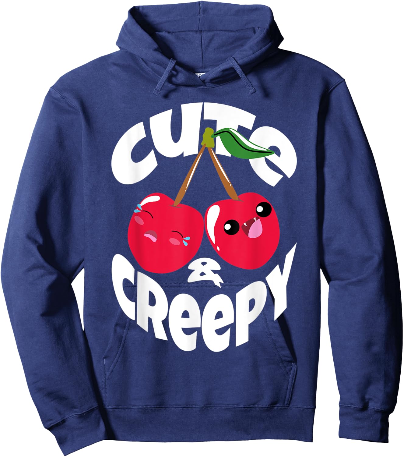 Cute and Creepy Kawaii Kids Shirt Vampire Cherry Halloween Hoodie - Hoodie | Navy