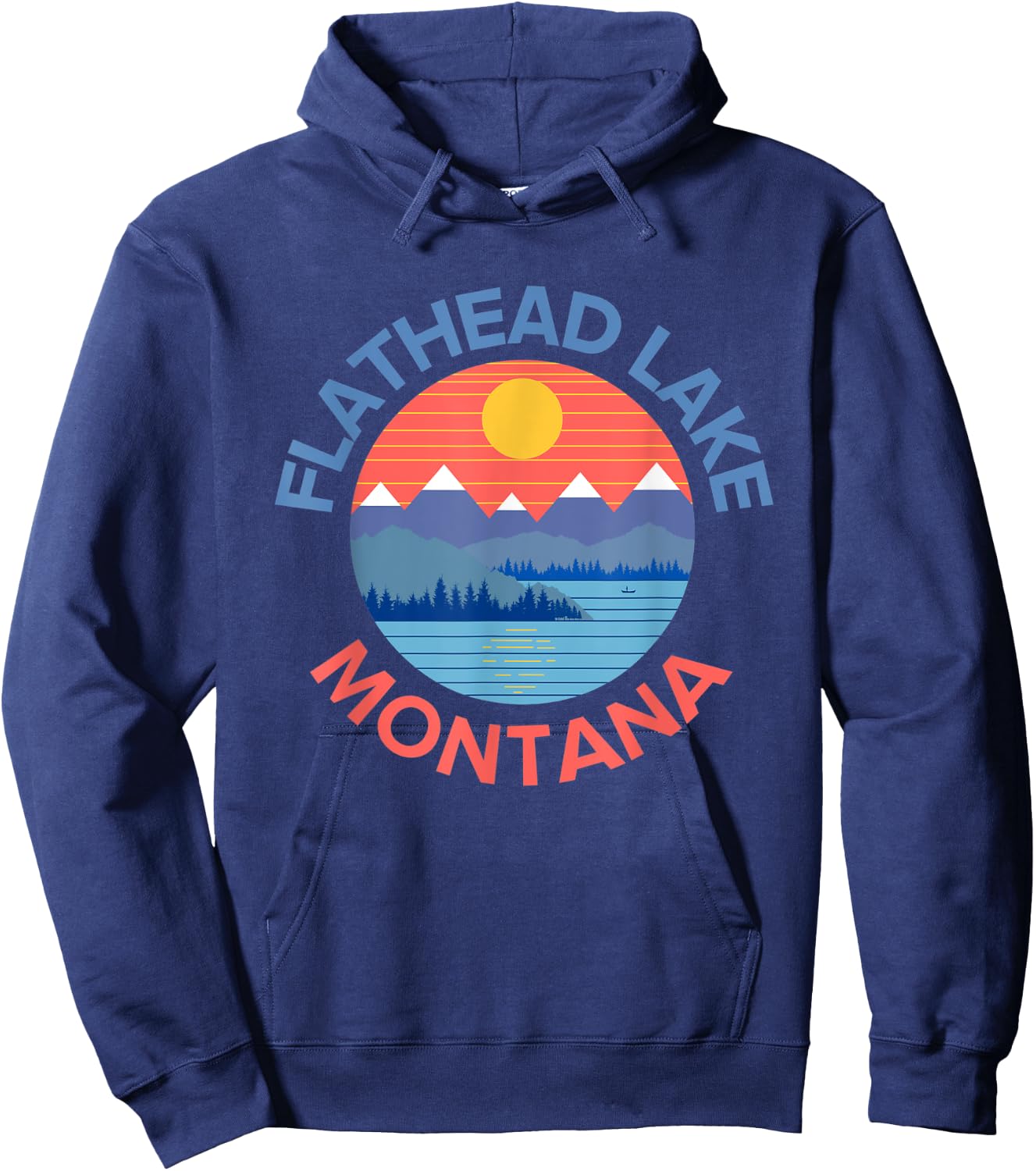 Flathead Lake Montana Fishing Hiking Boating Hoodie - Hoodie | Navy