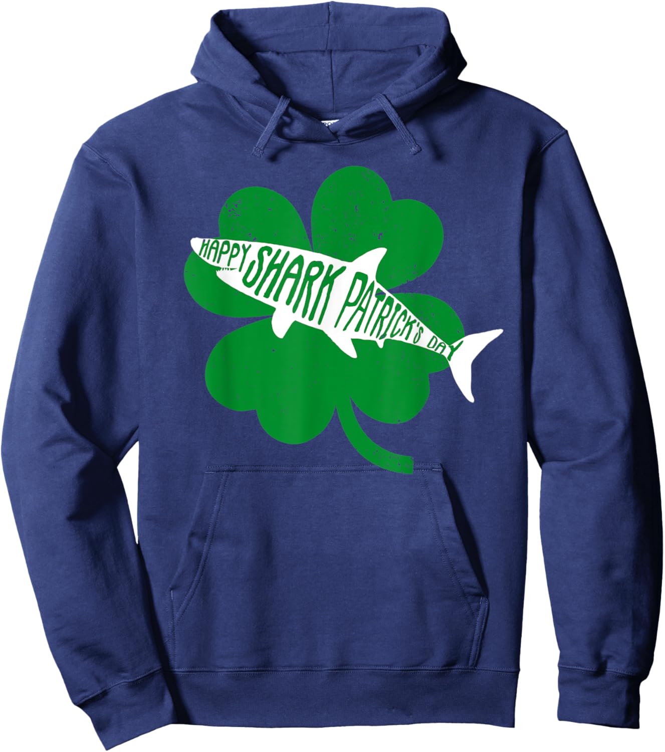 Happy Shark Patrick's Funny Saint Patrick's Day Shark Hoodie - Hoodie | Navy