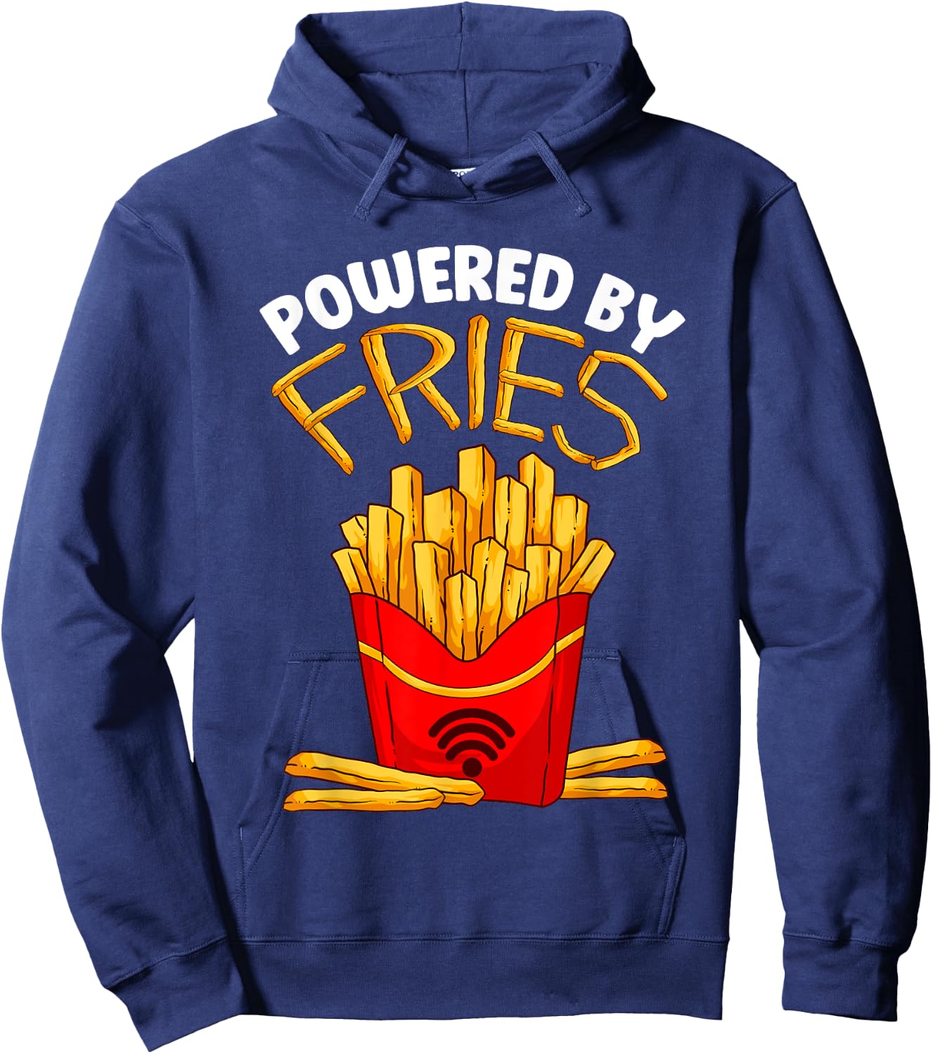 Powered By Fries Funny French Fry Fitness Trainer Gym Carbs Hoodie - Hoodie | Navy