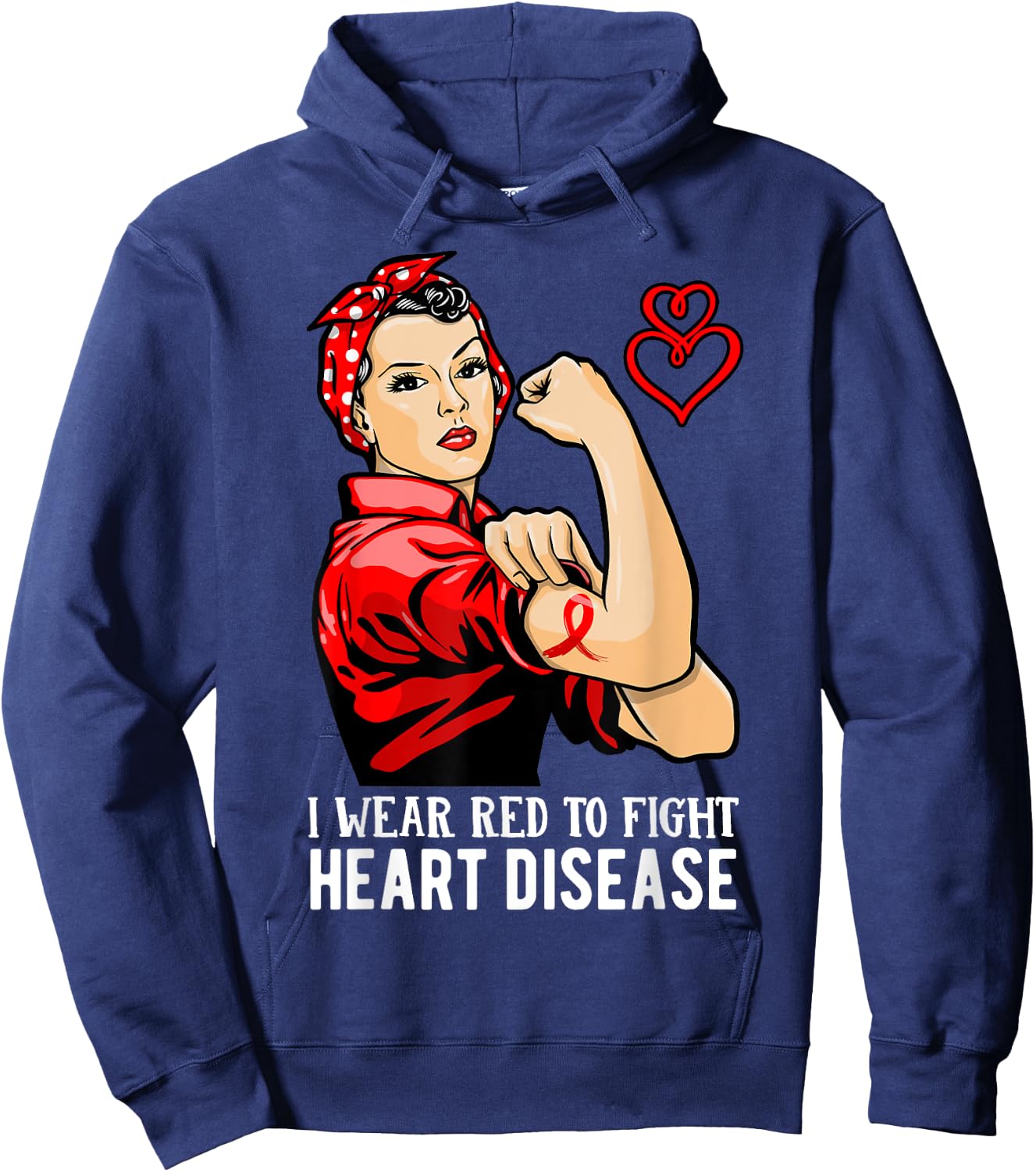 Warrior I Wear Red to Fight Heart Disease Awareness Hoodie - Hoodie | Navy