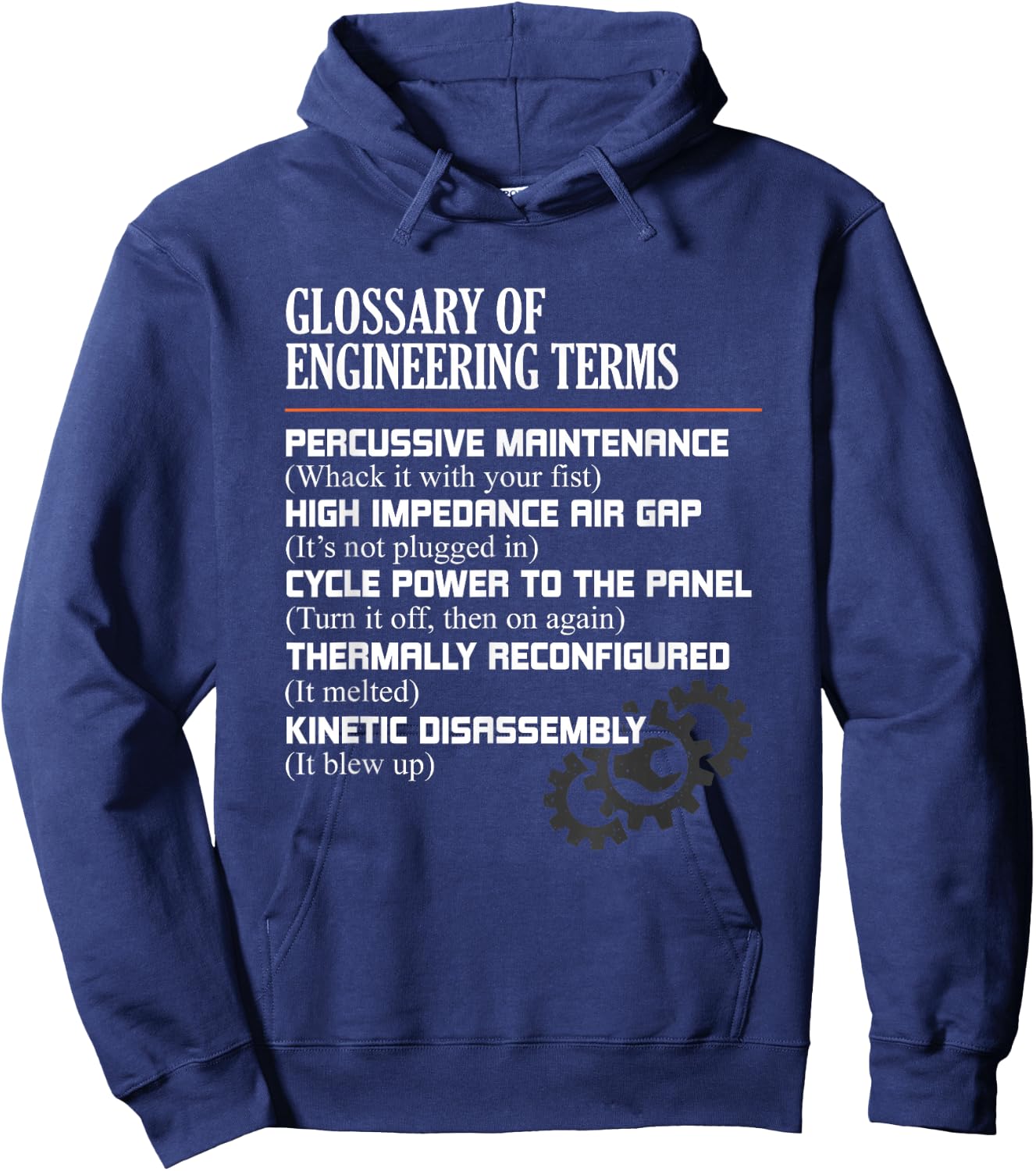 Glossary of Engineering Terms Funny Engineer Definitions Small Hoodie - Hoodie | Navy