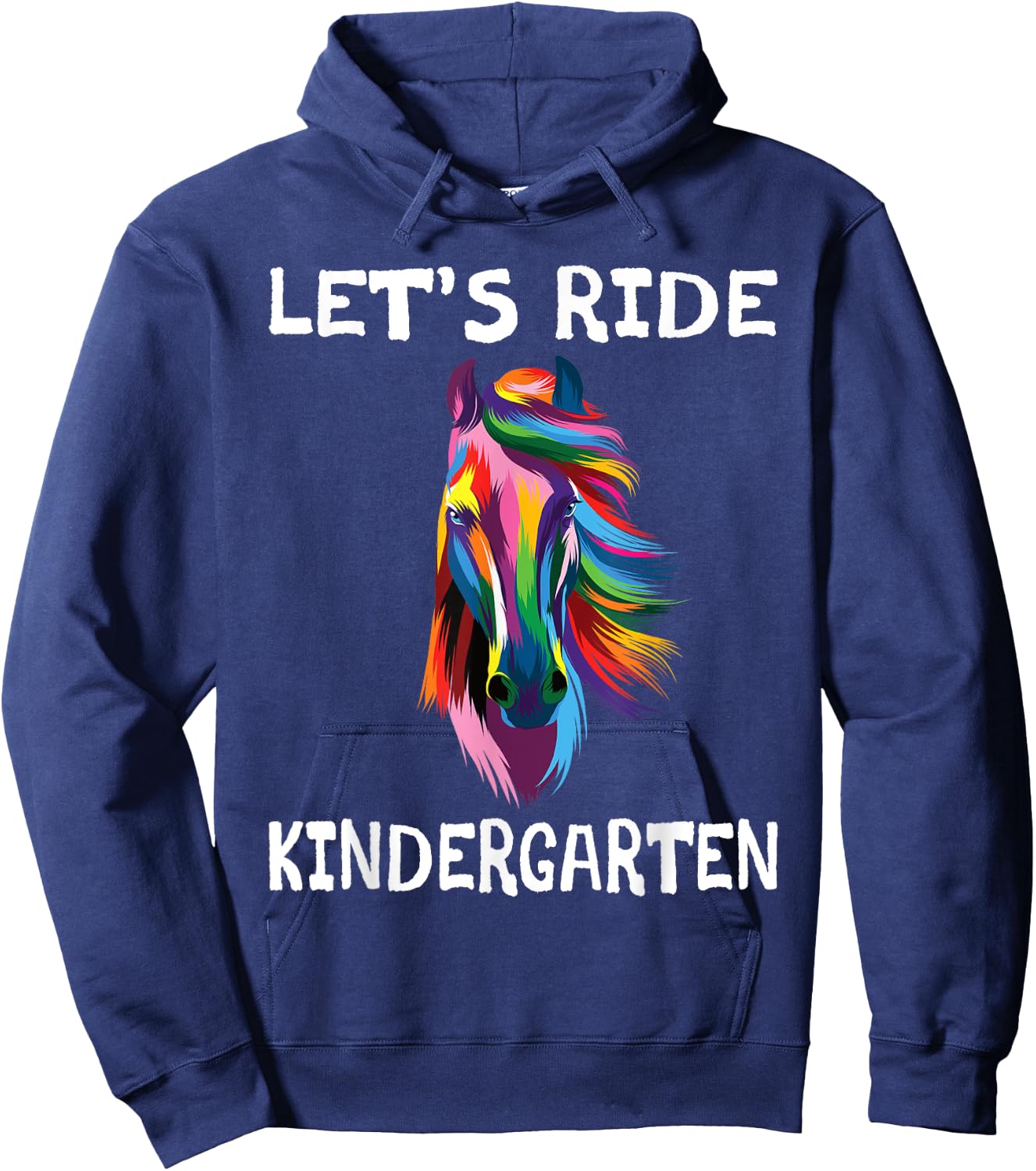 Let's Ride Kindergarten 1st Day Horse Back To School Girls Hoodie - Hoodie | Navy