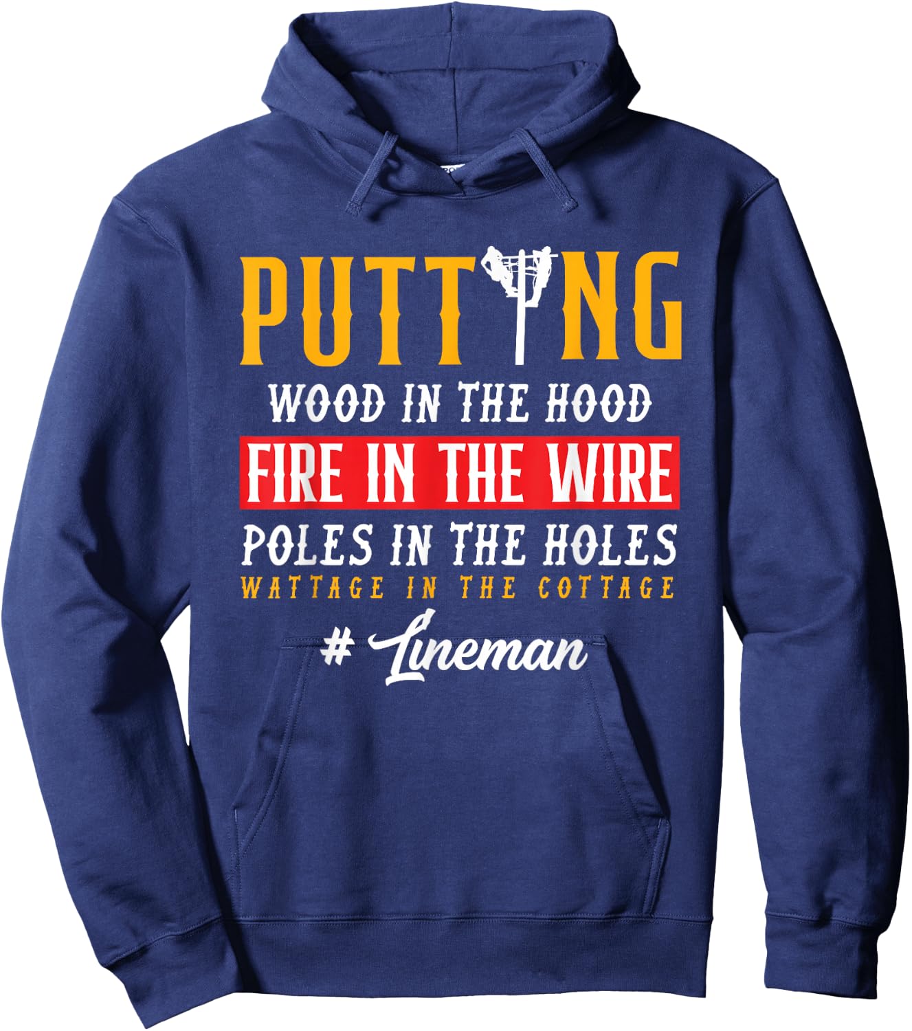 Funny Lineworker American Lineman Electric Cable Lineman Hoodie - Hoodie | Navy
