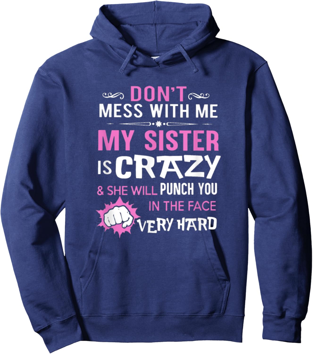 Crazy Sister Punch Face Funny Hoodie - Hoodie | Navy