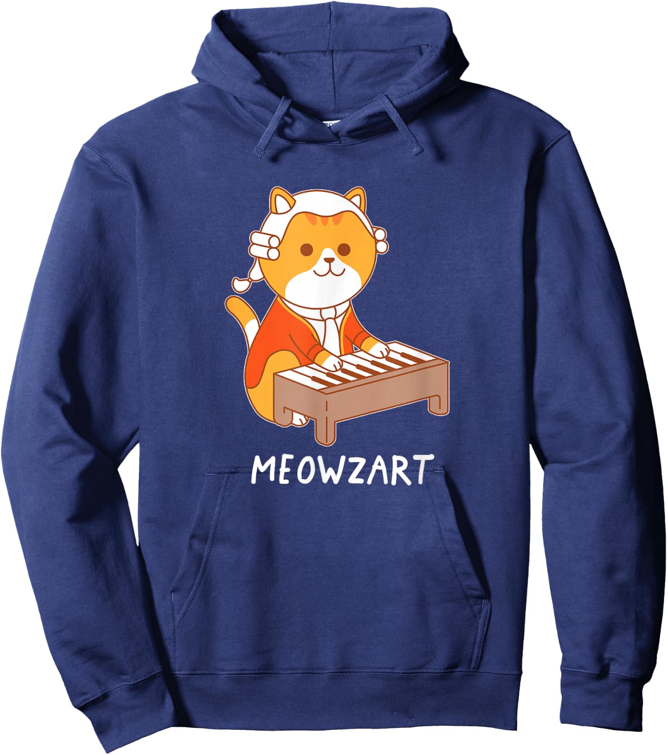 Meowzart Cat Pun Classical Music Piano Funny Hoodie - Hoodie | Navy