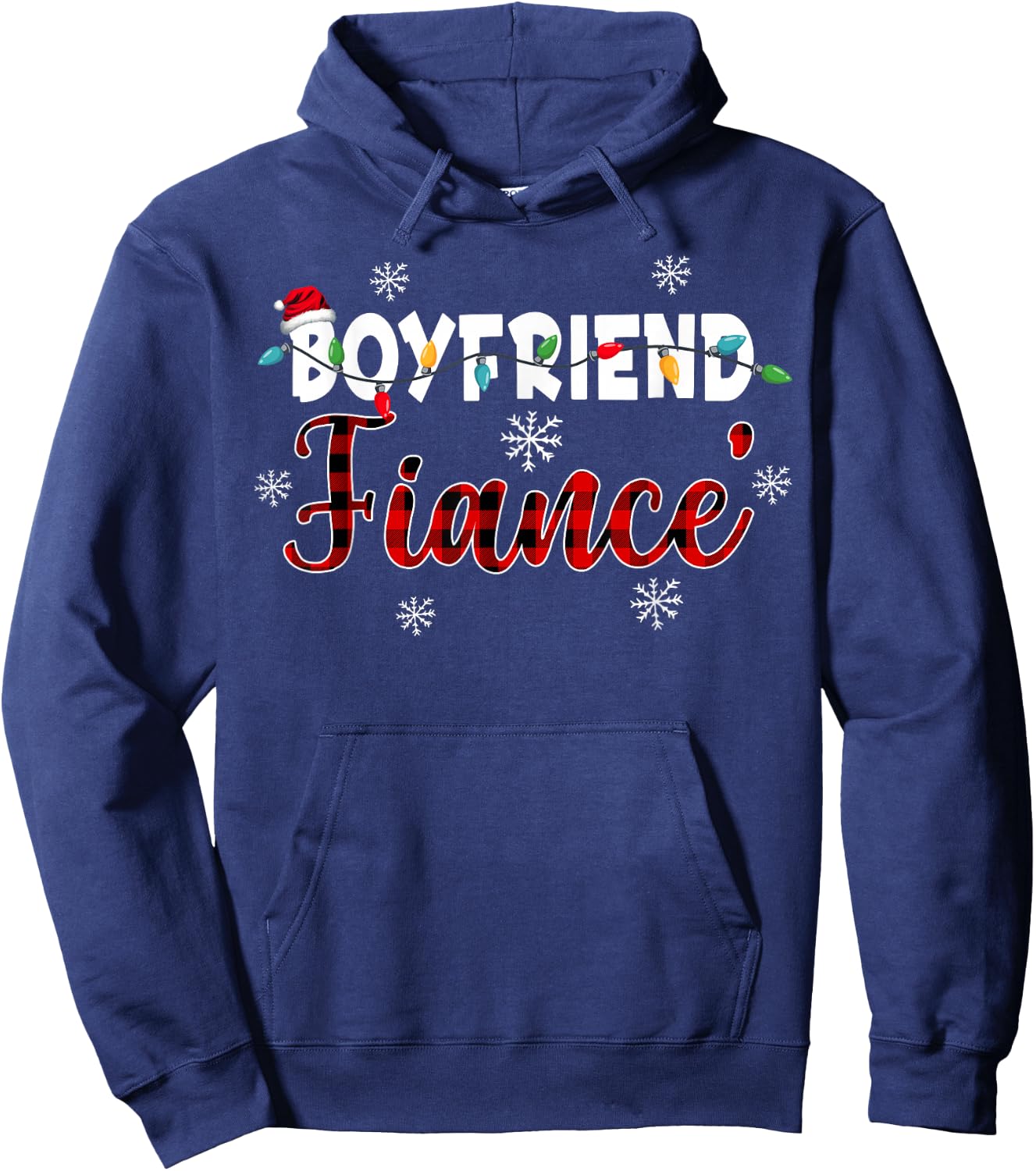Fiance Engaged Xmas Matching Couples Christmas Pajamas Hoodie - Hoodie | Navy