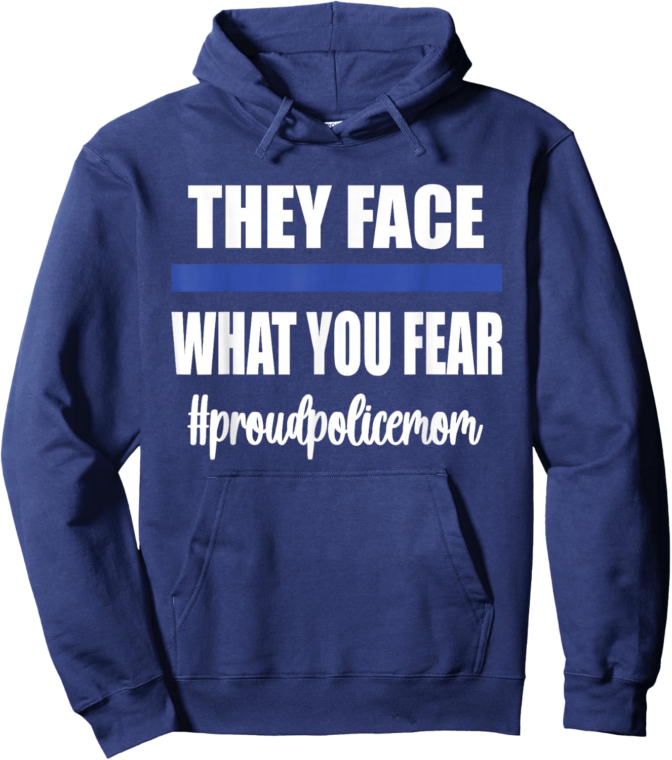 Proud Police Mom | Police Officer Mom Blue Line Cop Mother Hoodie - Hoodie | Navy