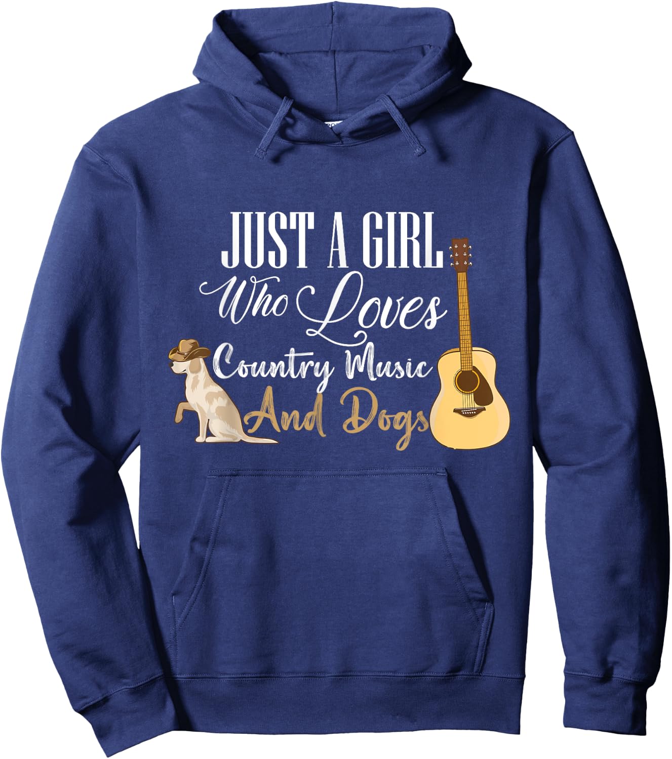 Just A Girl Who Loves Country Music And Dogs Dog Guitar Hoodie - Hoodie | Navy