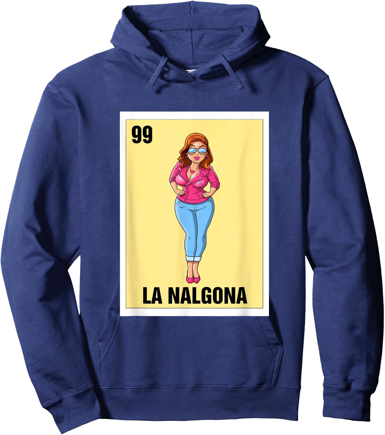 La Nalgona Mexican Bingo Card Game Funny Spanish Woman Hoodie - Hoodie | Navy