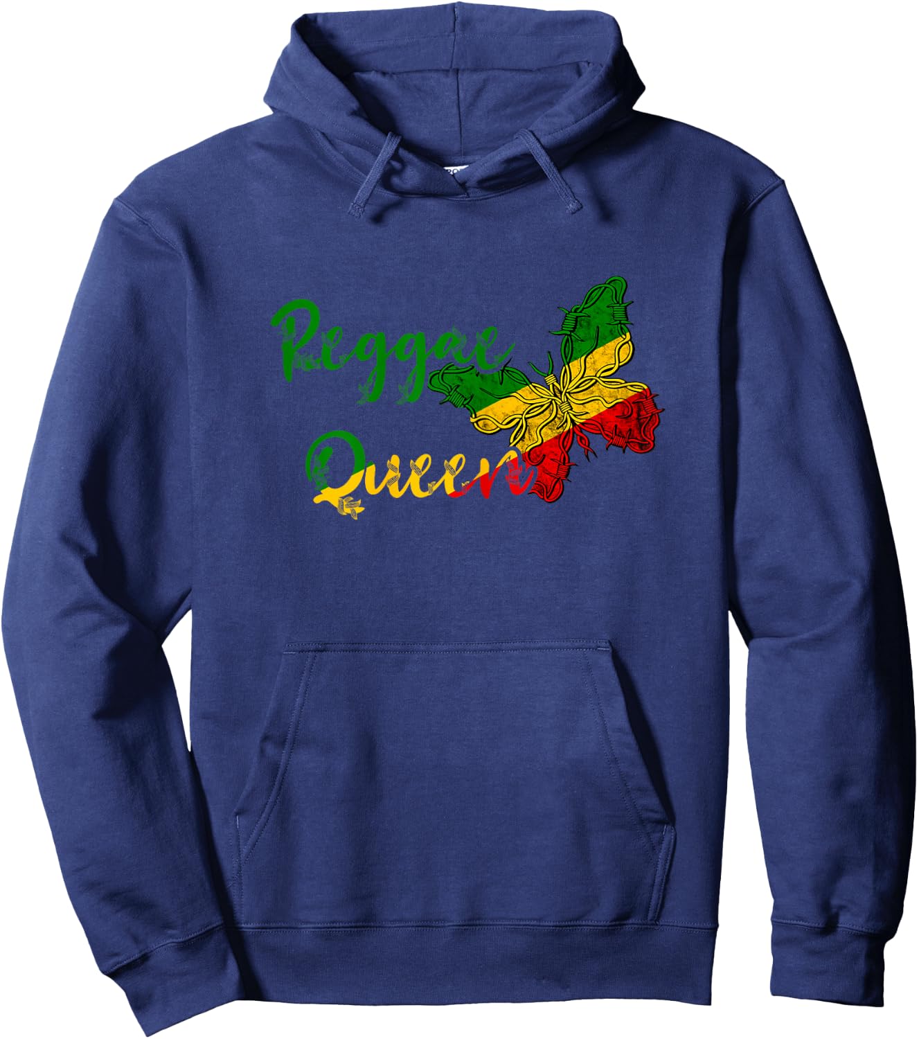 Reggae Queen Butterfly Rasta Reggae Rastafari Roots Hoodie - Hoodie | Navy