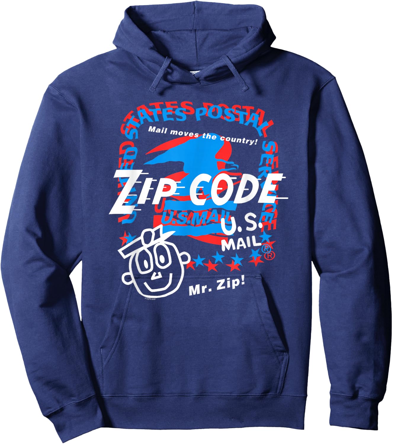 USPS Mr. Zip Collage United States Postal Service Hoodie - Hoodie | Navy