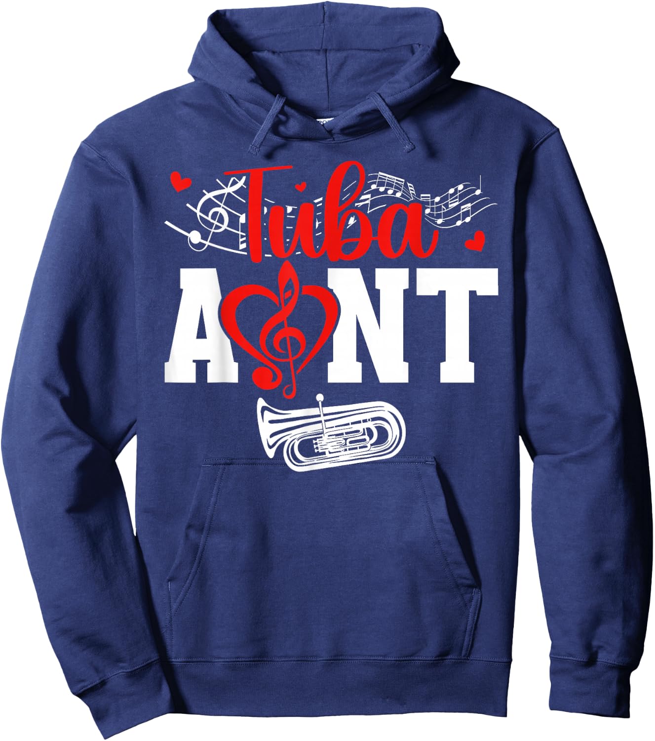Tuba Aunt of A Tuba Player Auntie Heart Tubist Aunt Hoodie - Hoodie | Navy