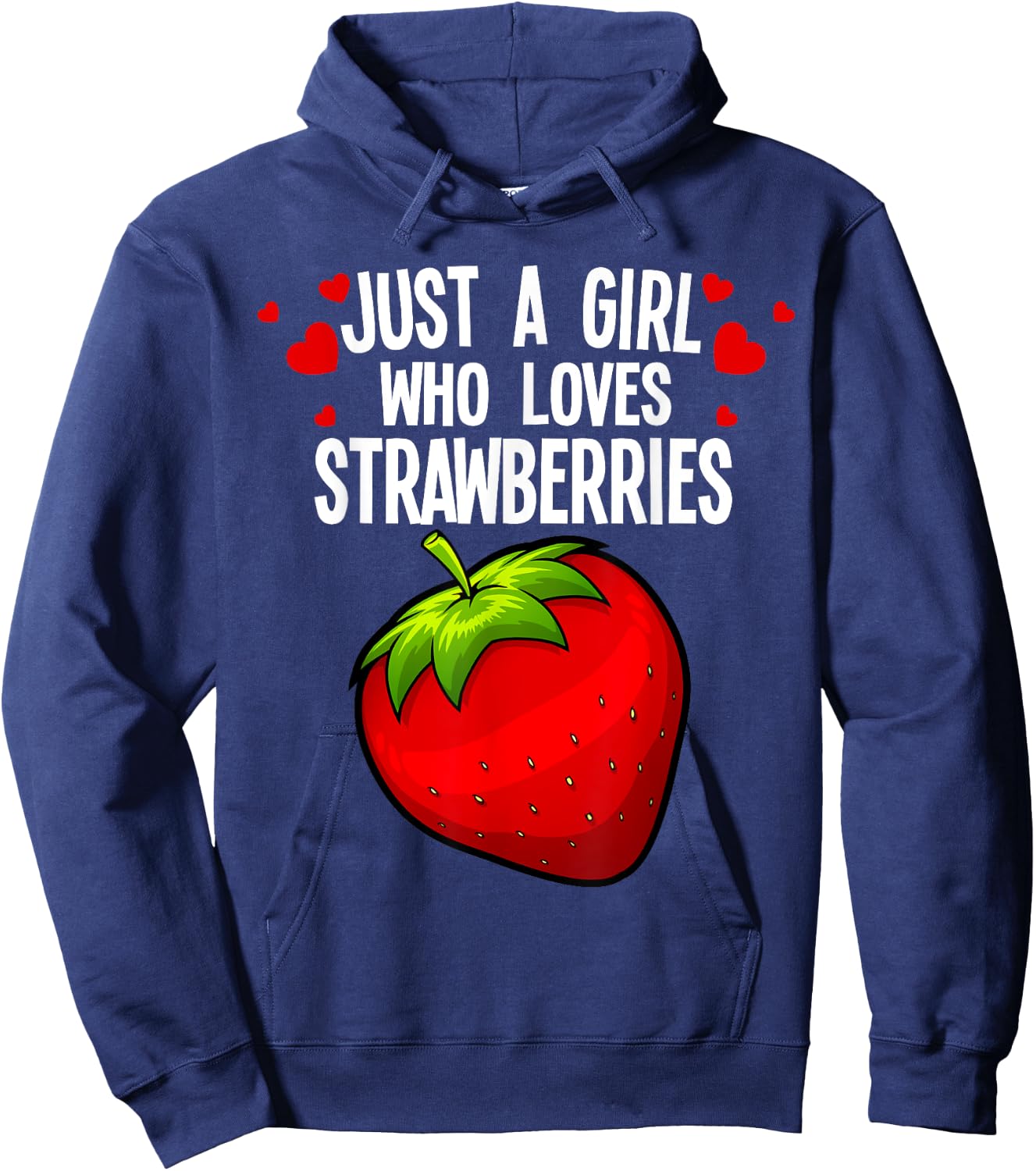 Funny Strawberry Girl Art Kids Strawberries Lovers Hoodie - Hoodie | Navy