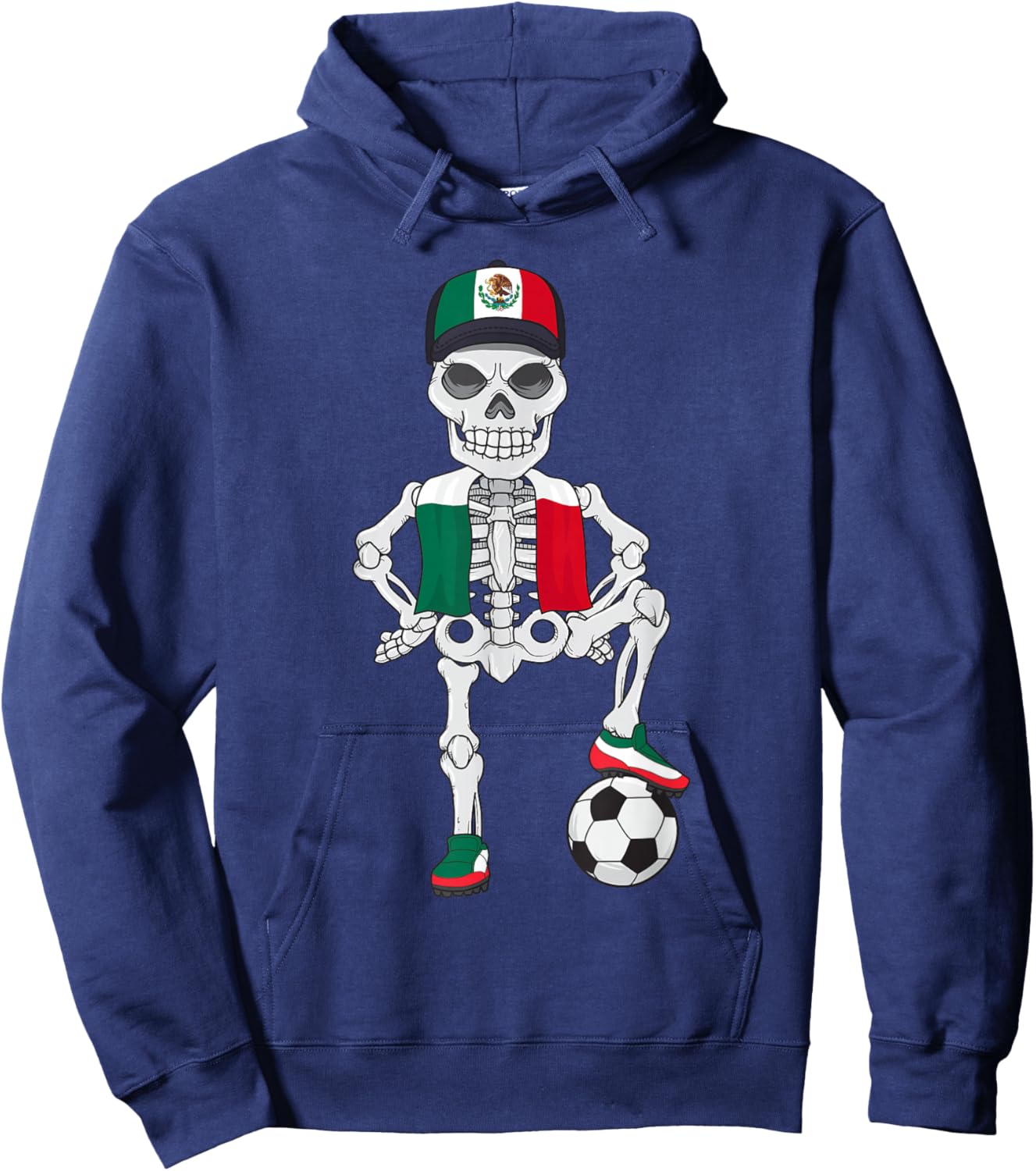Mexico Soccer Skeleton Fan Team Hoodie - Hoodie | Navy