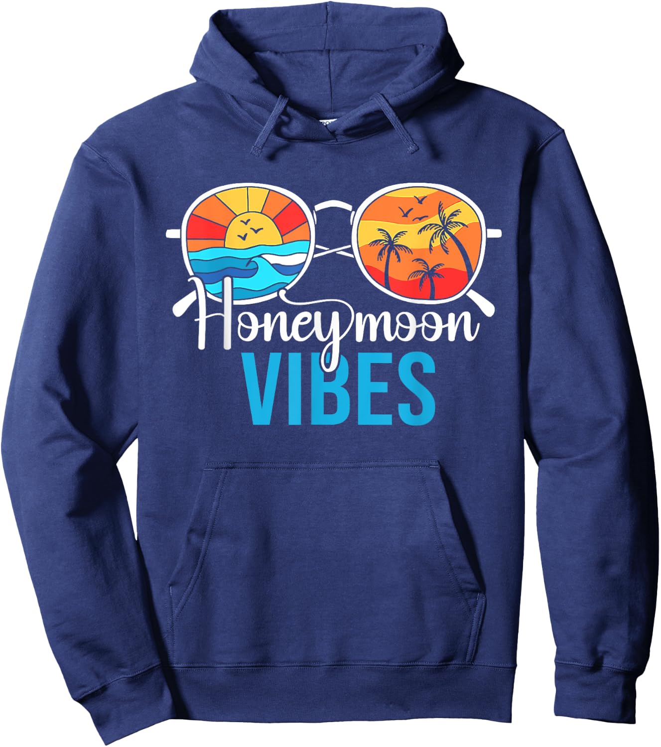 Honeymoon Vibes Couples Vacation Wedding Bride Groom Hoodie - Hoodie | Navy