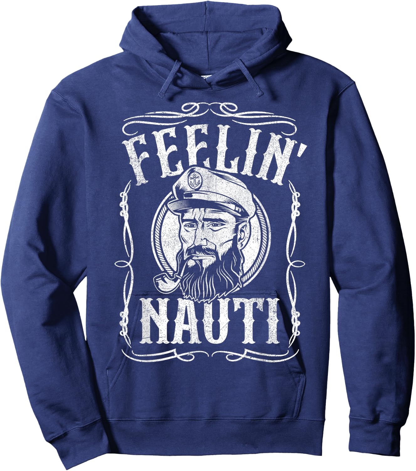 Funny Feelin Nauti Boat Captain Pontoon Sailing Sailor Gift Hoodie - Hoodie | Navy