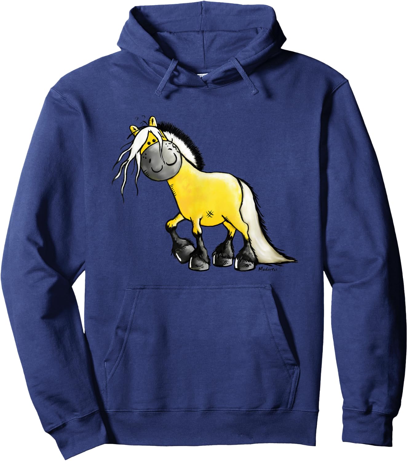 Happy Fjord Horse Cartoon Norwegian Horse I Fjord Horse Fun Hoodie - Hoodie | Navy
