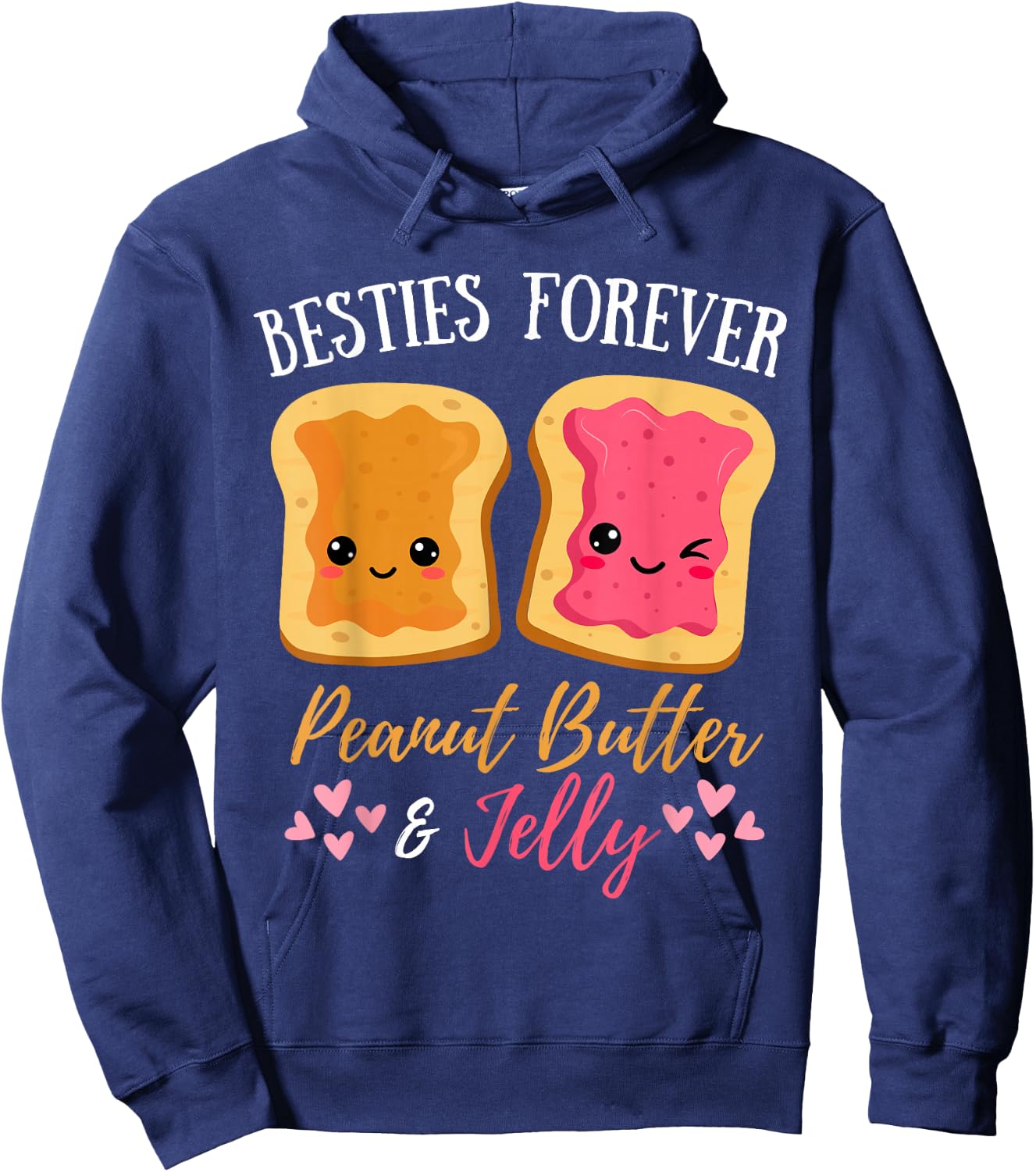 Jelly & Peanut Butter Matching Couple Besties Forever Hoodie - Hoodie | Navy