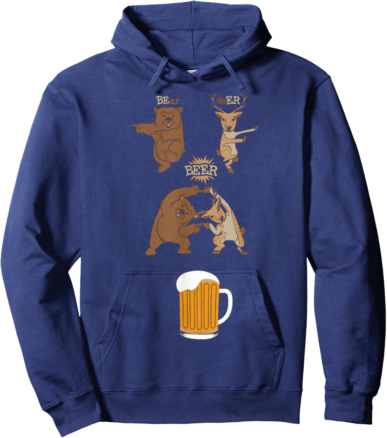 Funny Beer Saying Bear Deer Fusion Manga Hoodie - Hoodie | Navy