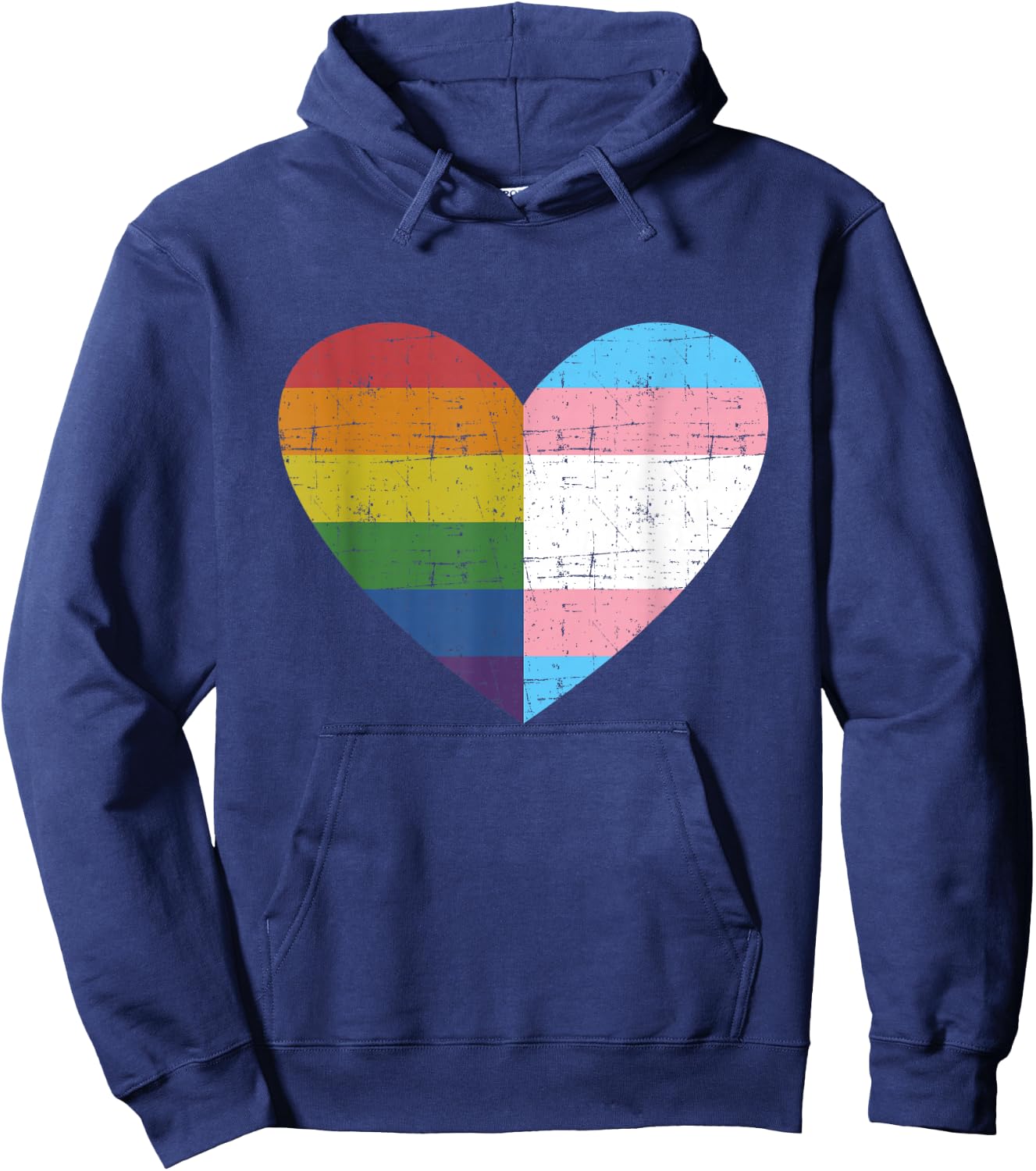 Heart with Rainbow and Transgender Flag for Pride Month Small Hoodie - Hoodie | Navy