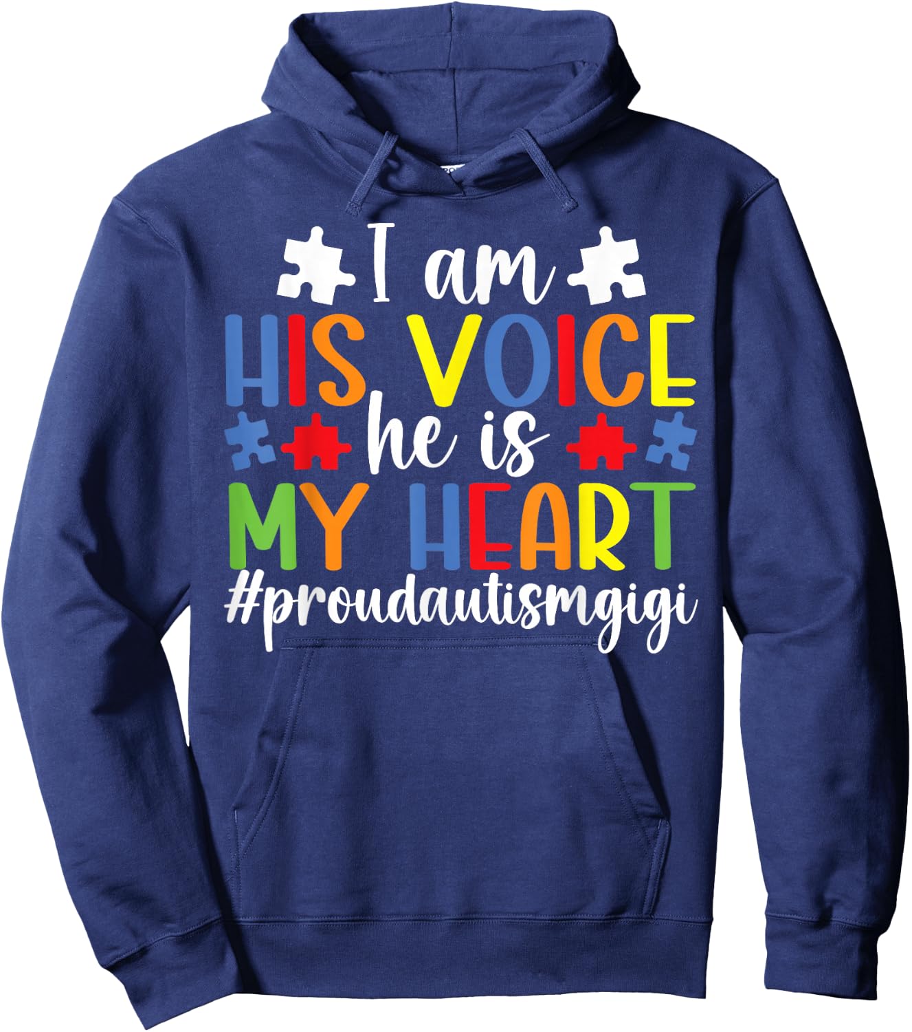 His Voice Proud Autism Gigi Autism Awareness for Gigi Hoodie - Hoodie | Navy