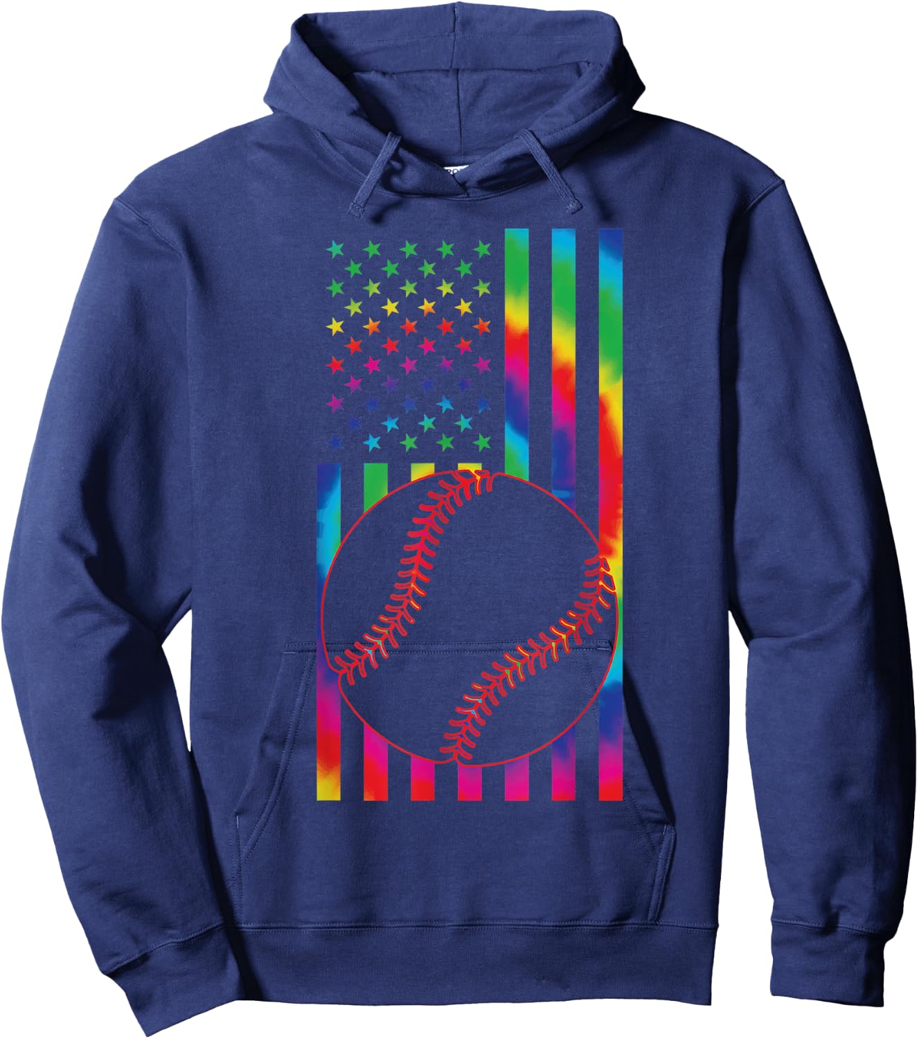 ball of Baseball Tie dye American Flag baseball sport Hoodie - Hoodie | Navy
