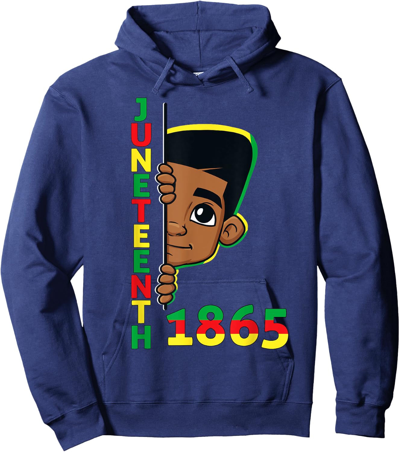 Juneteenth Celebrating 1865 Cool Brown Skin King Boys Kids Hoodie - Hoodie | Navy