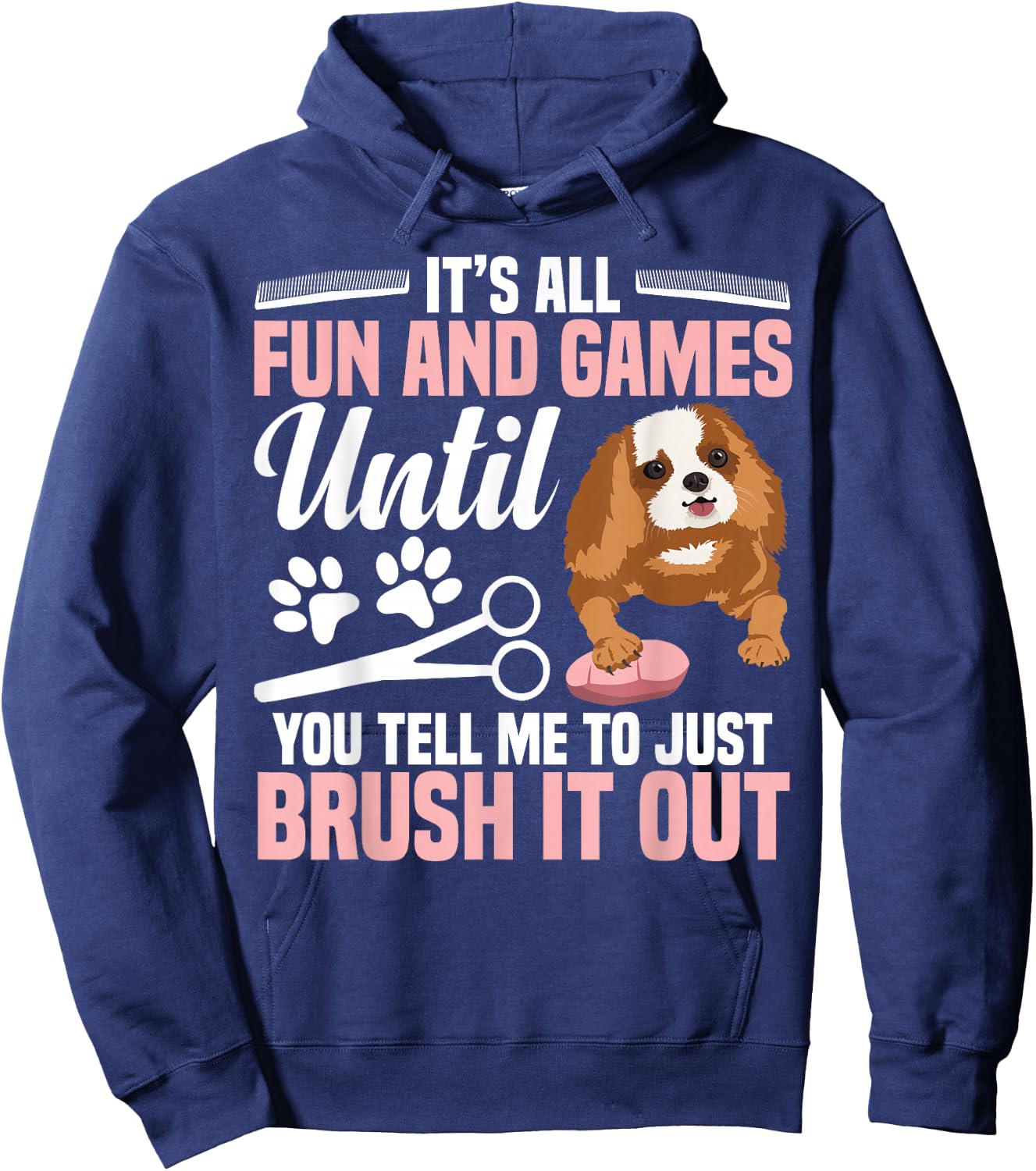 Dog Hairdresser Salon Dog Groomer Smock Dog Grooming Hoodie - Hoodie | Navy