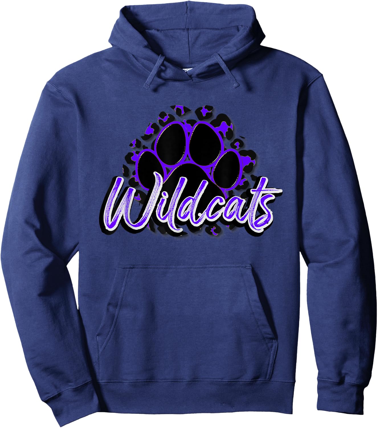 Wildcats Purple Black Cheetah School Sports Fan Team Spirit Hoodie - Hoodie | Navy