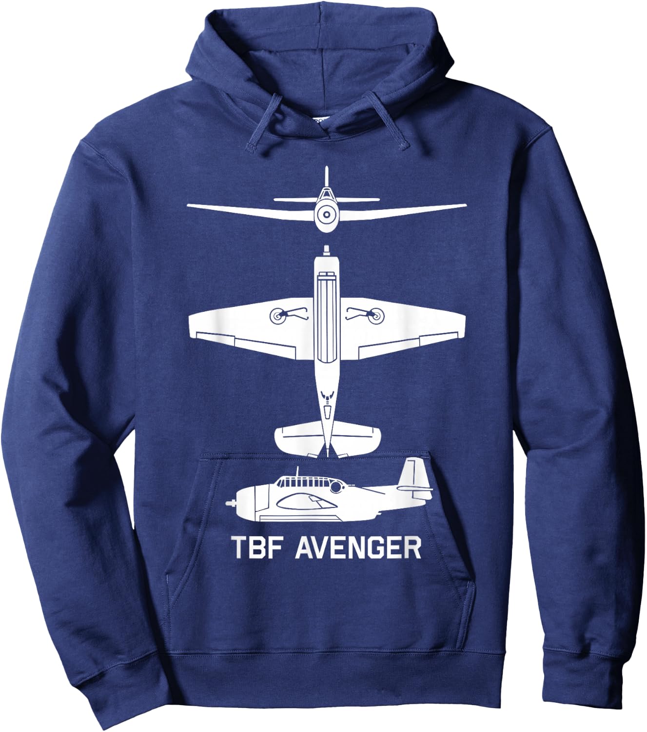 TBF Avenger American WW2 Torpedo Bomber Plane Silhouettes Hoodie - Hoodie | Navy