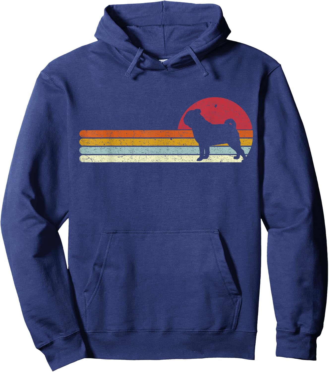 Sunset Pug Distressed Mops Carlino Carlino for Dog Owners Hoodie - Hoodie | Navy