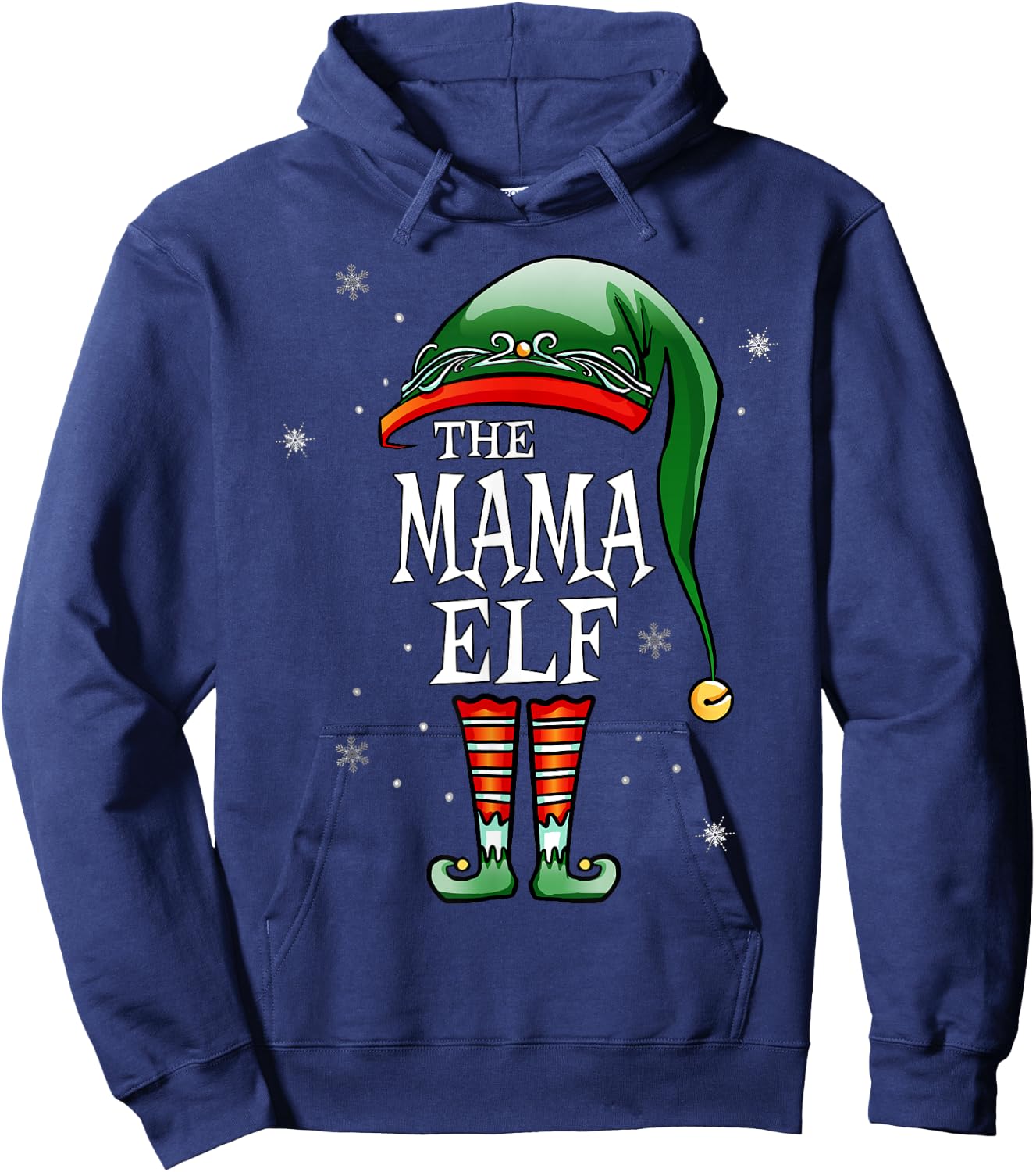 Matching Family Funny The Mama Elf Christmas Hoodie - Hoodie | Navy