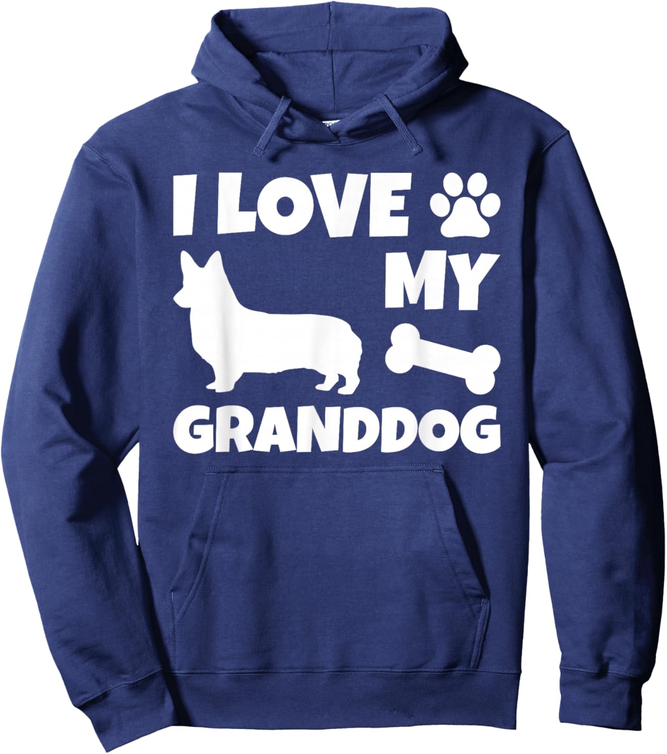 I Love My Granddog Corgi Grandmother Grandfather Dog Hoodie - Hoodie | Navy