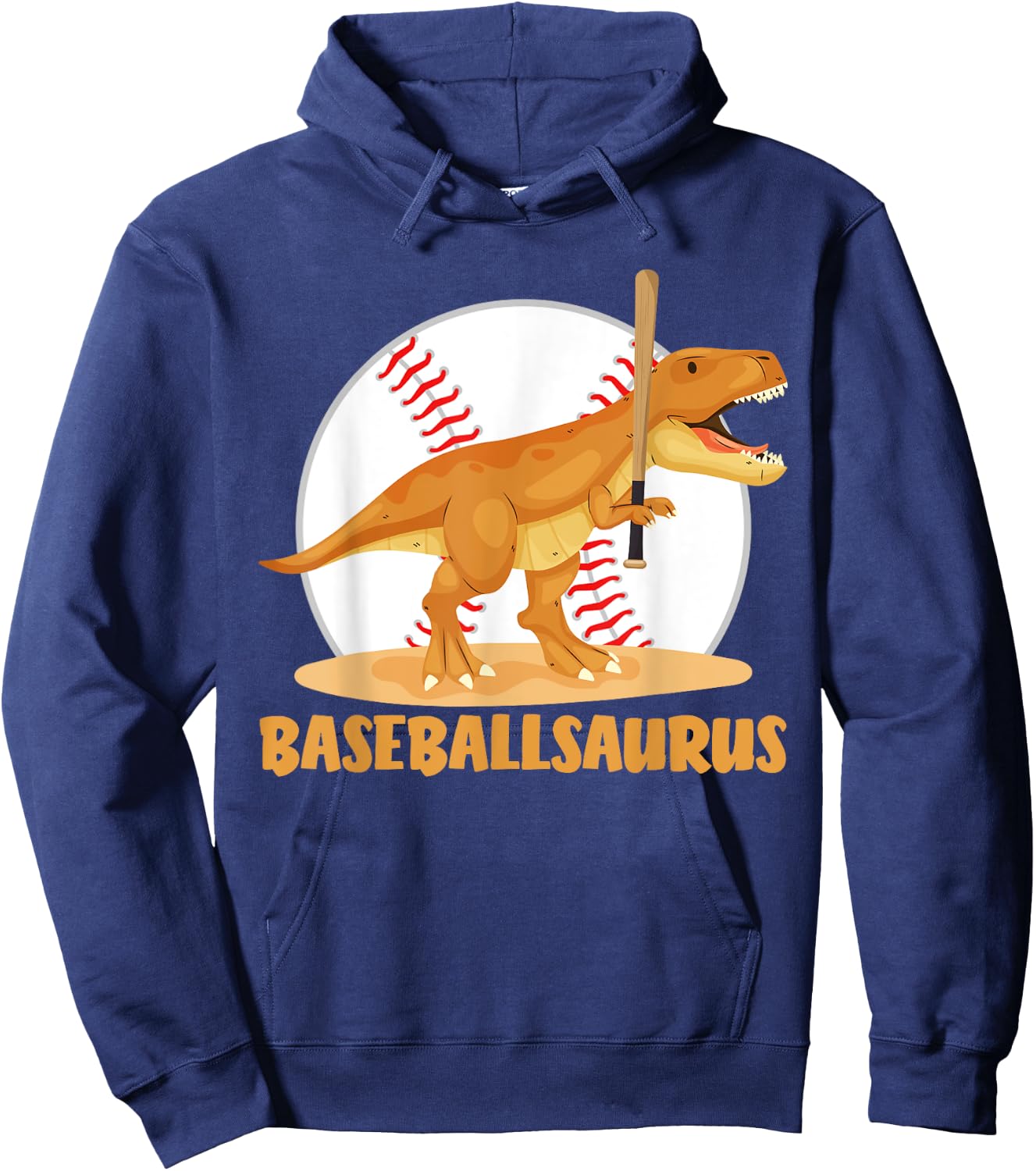 Baseball playing Trex Funny Dino Sport Hoodie - Hoodie | Navy
