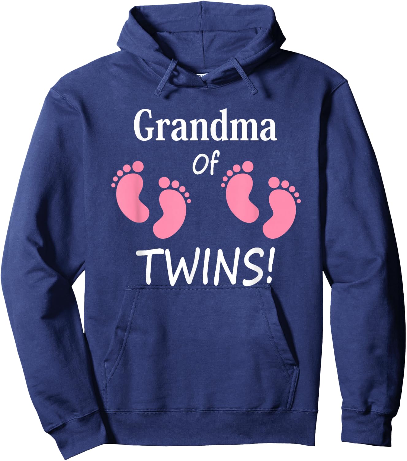 Grandma of Twin Girls Footprint Design Grandmother Hoodie - Hoodie | Navy