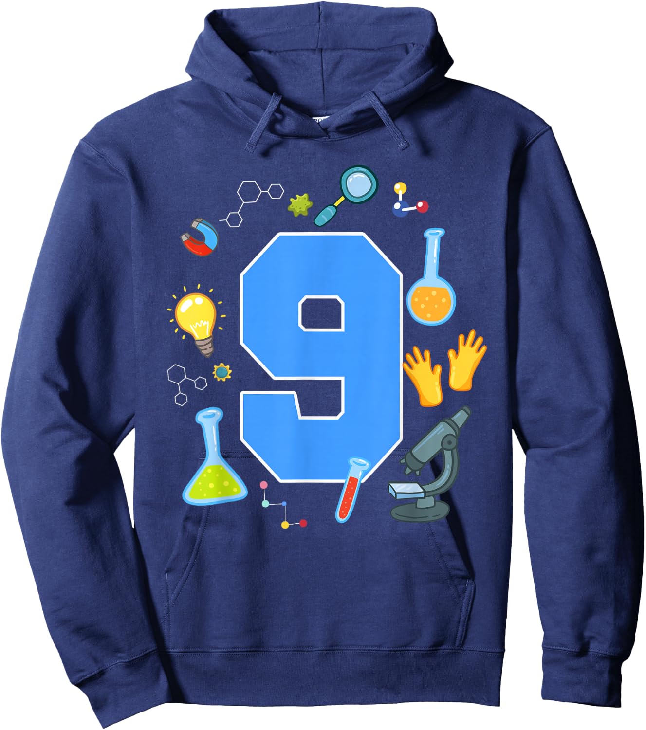 9th Birthday Science Theme 9 Year Old Future Scientist Hoodie - Hoodie | Navy