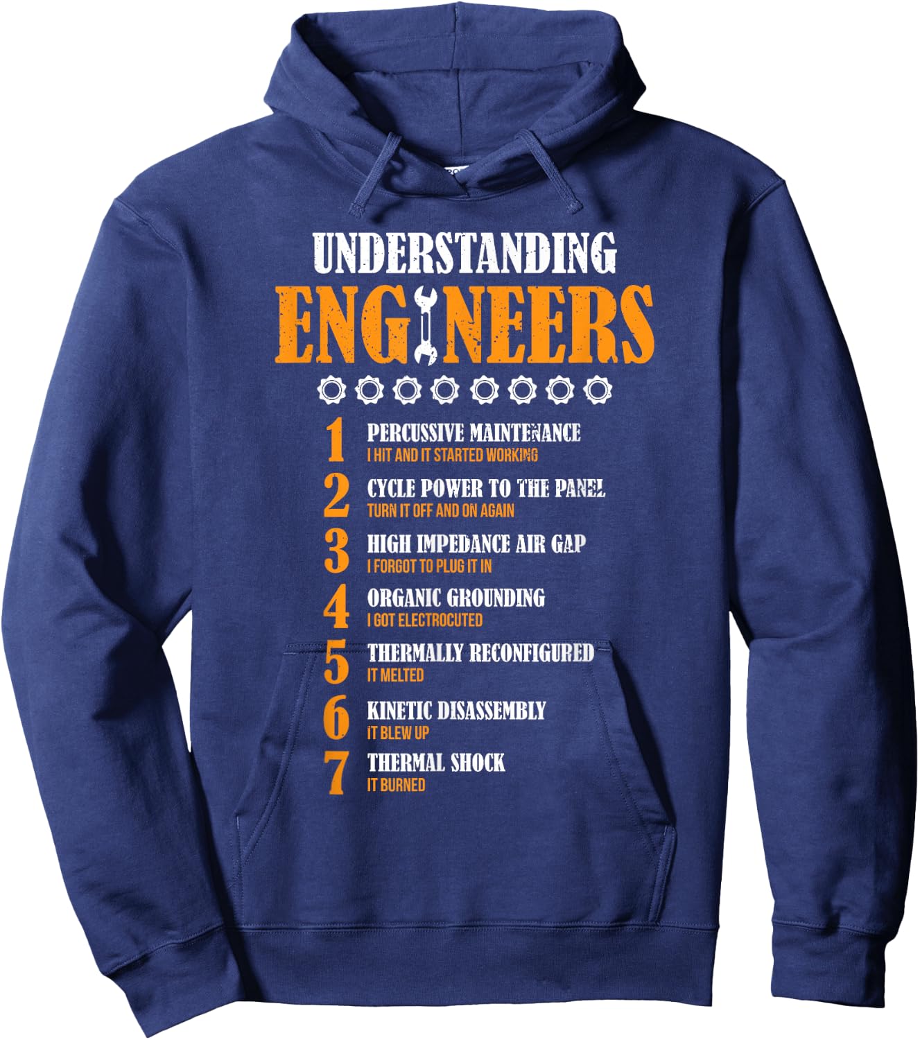 Understanding Engineers Lists Funny Engineer - Men's Black Distressed Funny Design Short Sleeve - Small Hoodie - Hoodie | Navy