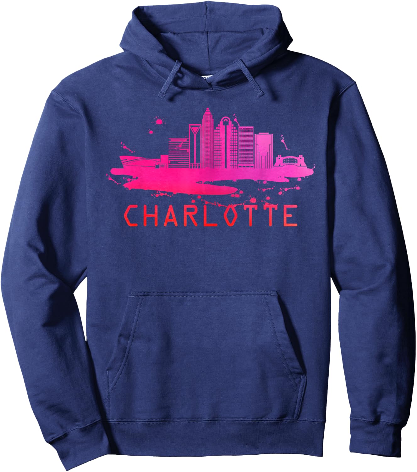 Modern Charlotte Cityscape Souvenir - Charlotte Skyline Hoodie - Hoodie | Navy