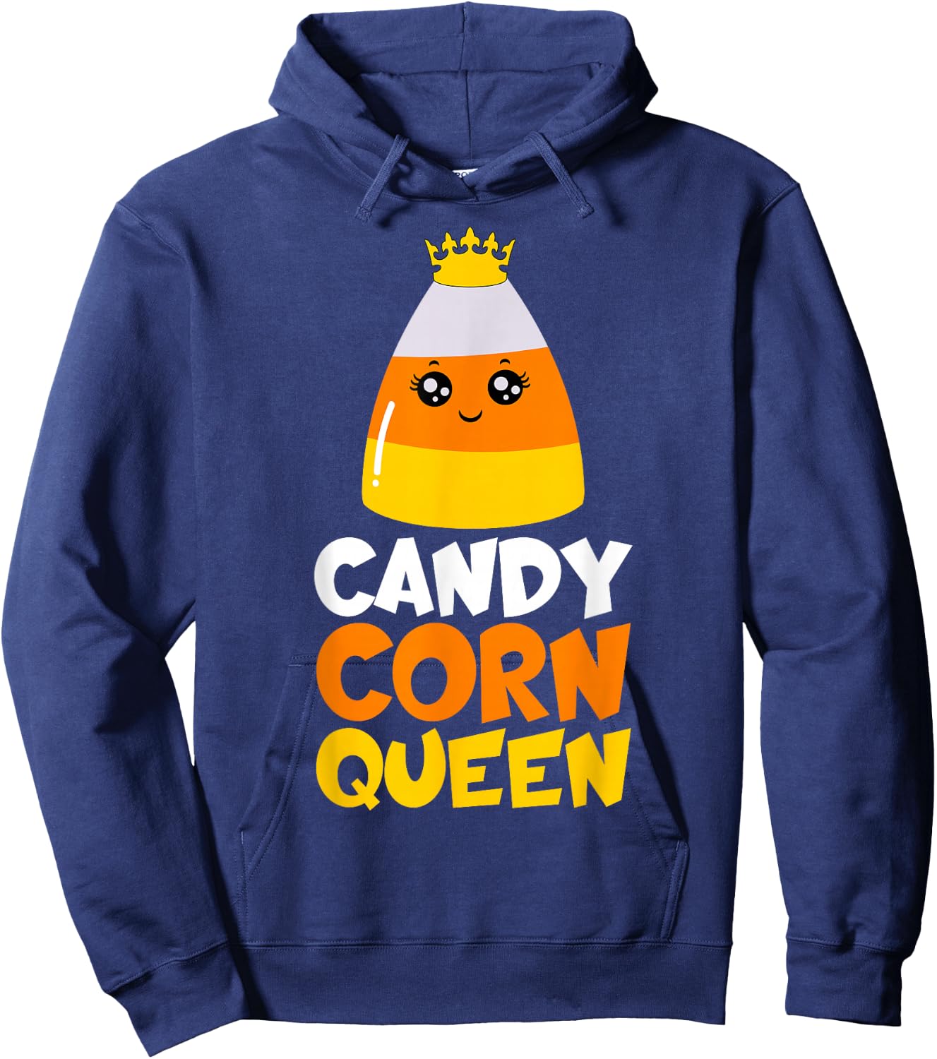 Candy Corn Queen Costume Halloween Cute Kawaii Crown Girls Hoodie - Hoodie | Navy