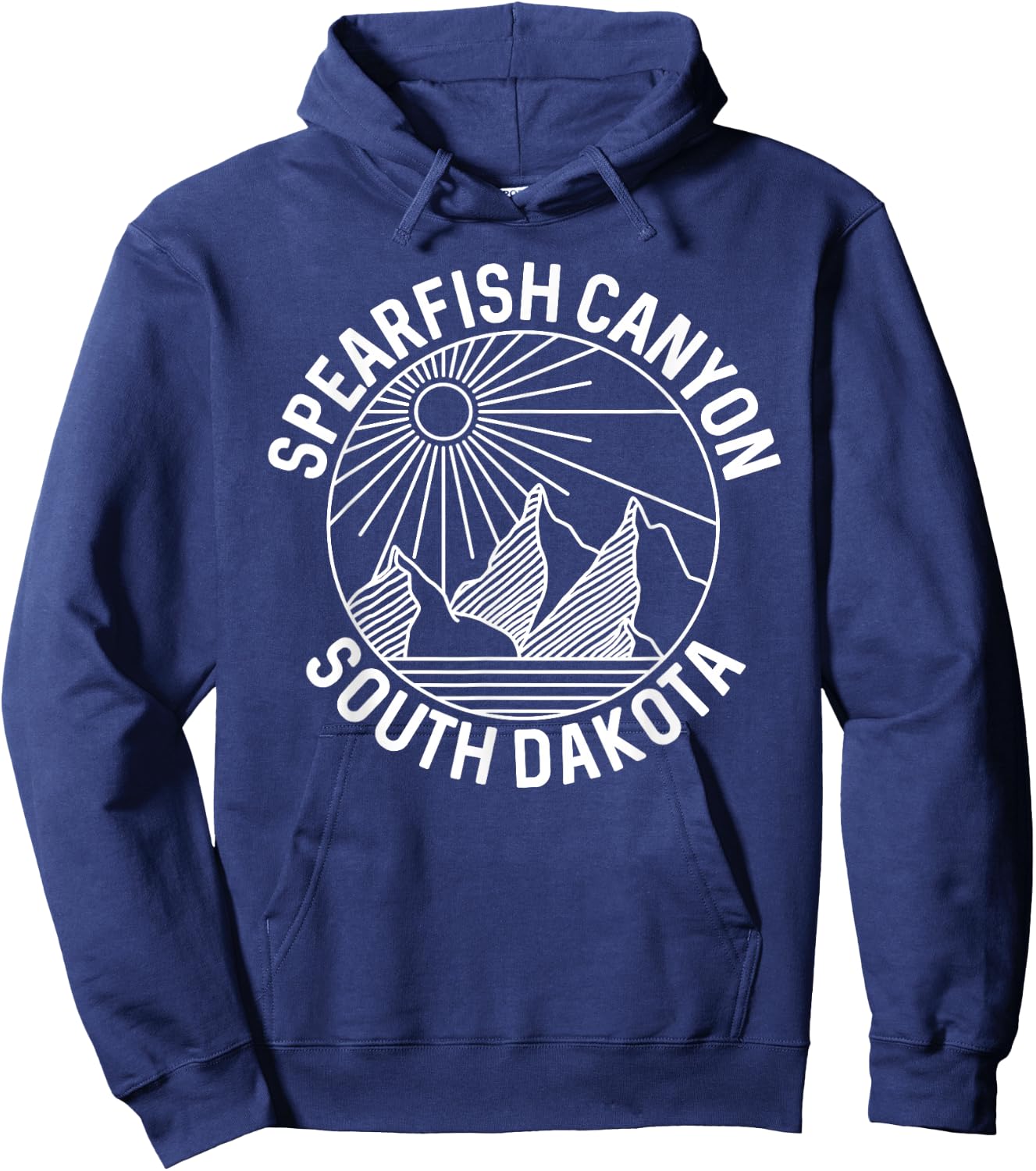 Spearfish Canyon South Dakota Mountain Line Art Hoodie - Hoodie | Navy
