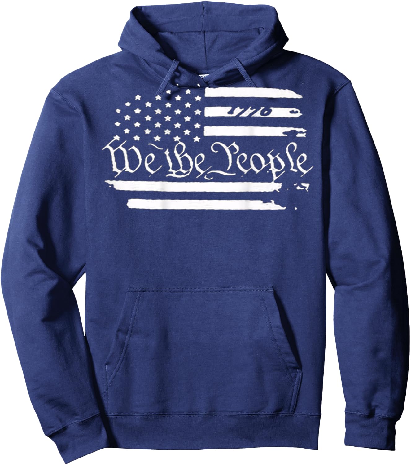 American Flag Patriotic 1776 We The People USA Print On Back Hoodie - Hoodie | Navy