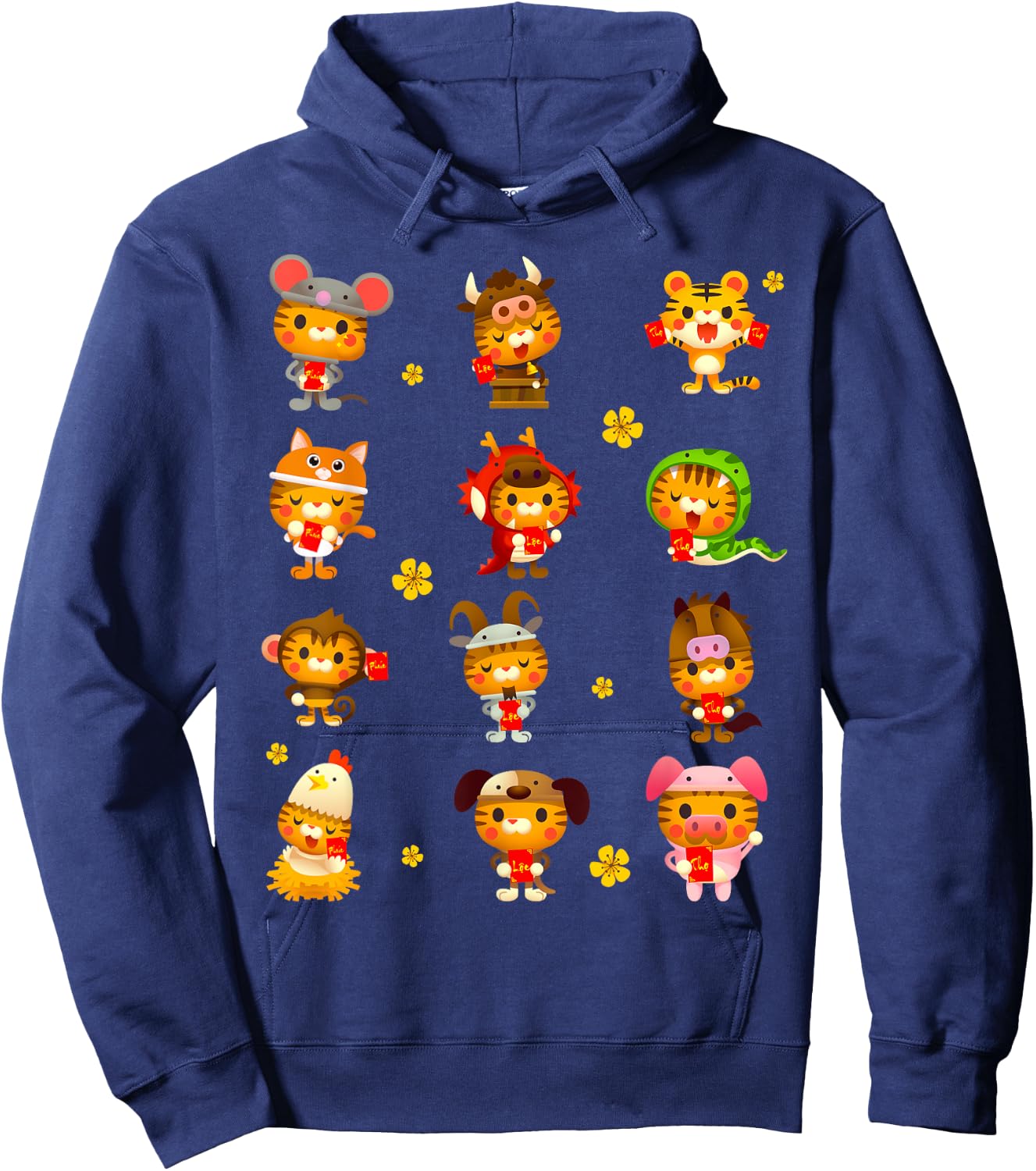 Vietnamese Tiger Zodiac Costume Lunar New Year Kids Toddlers Hoodie - Hoodie | Navy