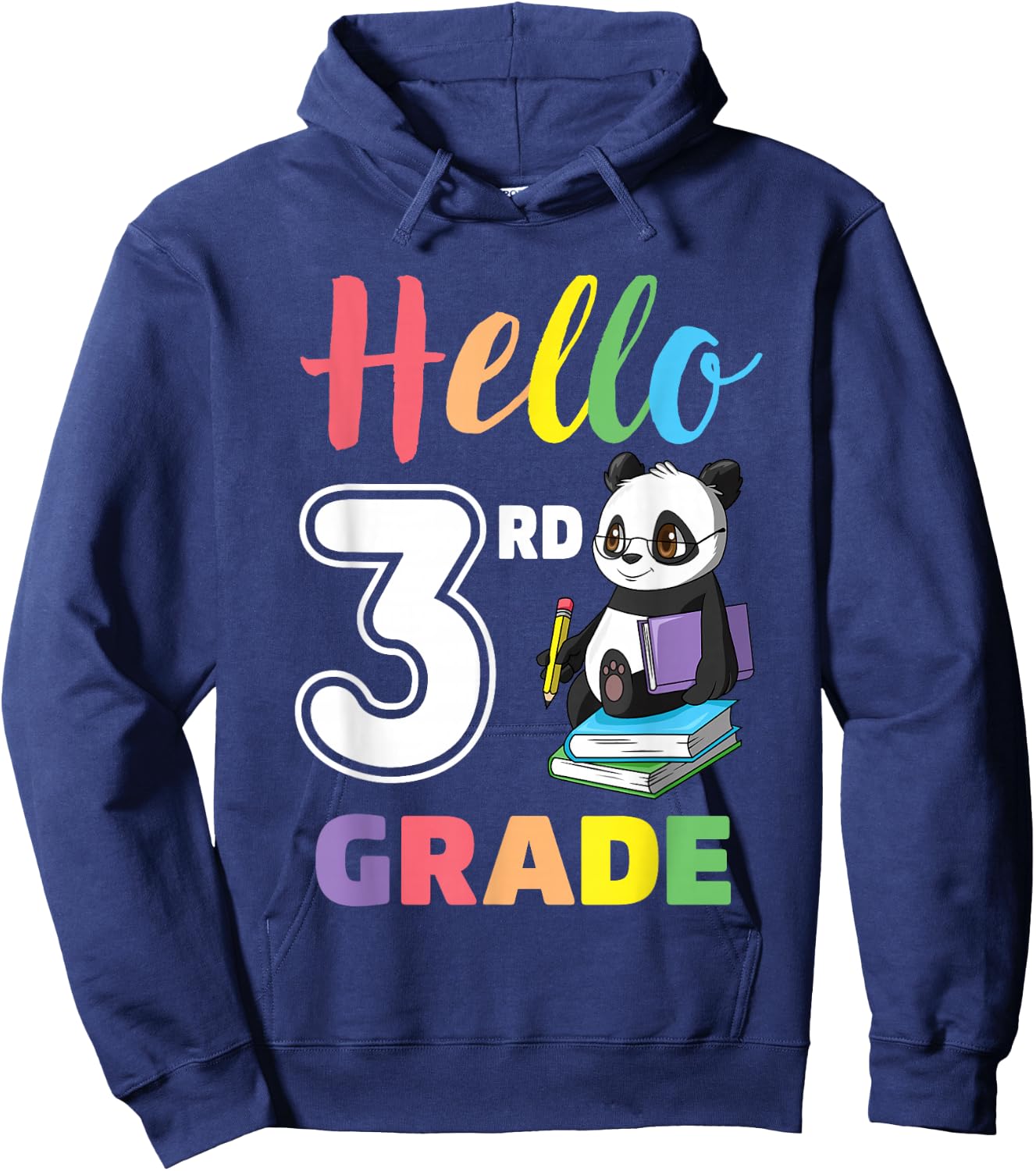 First Day of School Panda Hello 3rd Third Grade Kids Hoodie - Hoodie | Navy