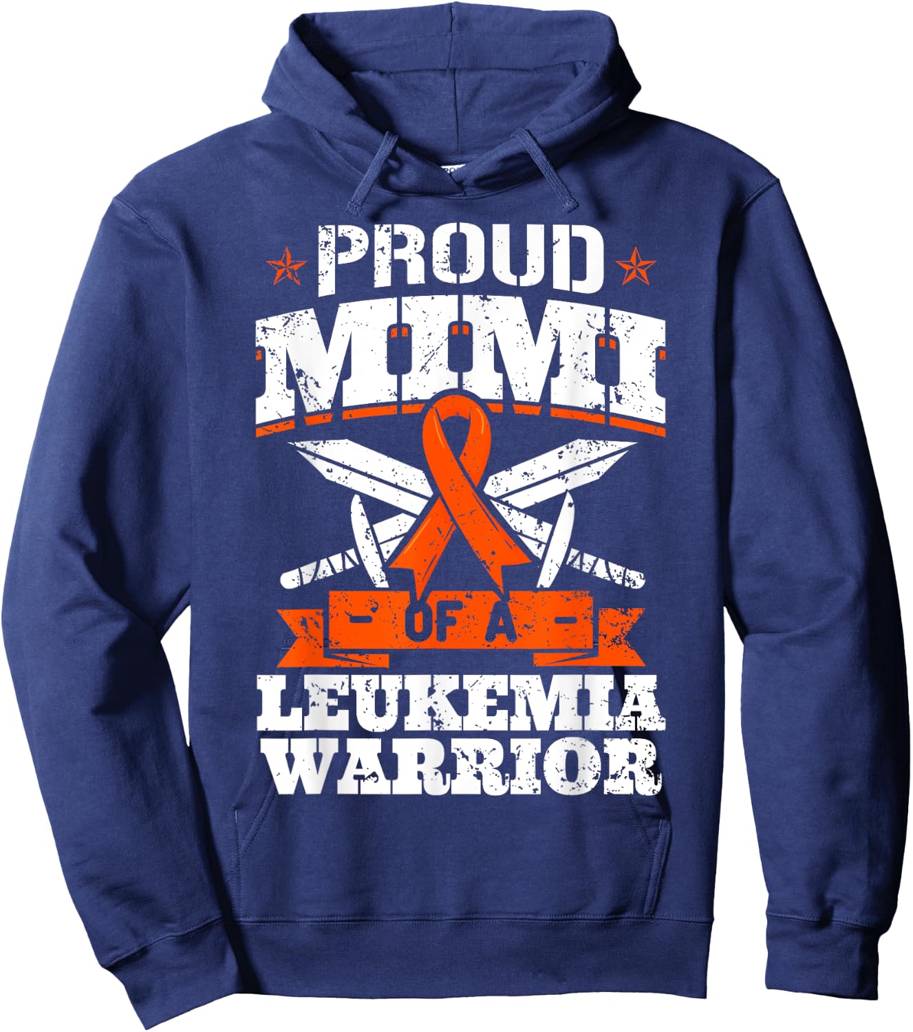 Proud Mimi Of A Leukemia Warrior Grandma Awareness Ribbon Hoodie - Hoodie | Navy