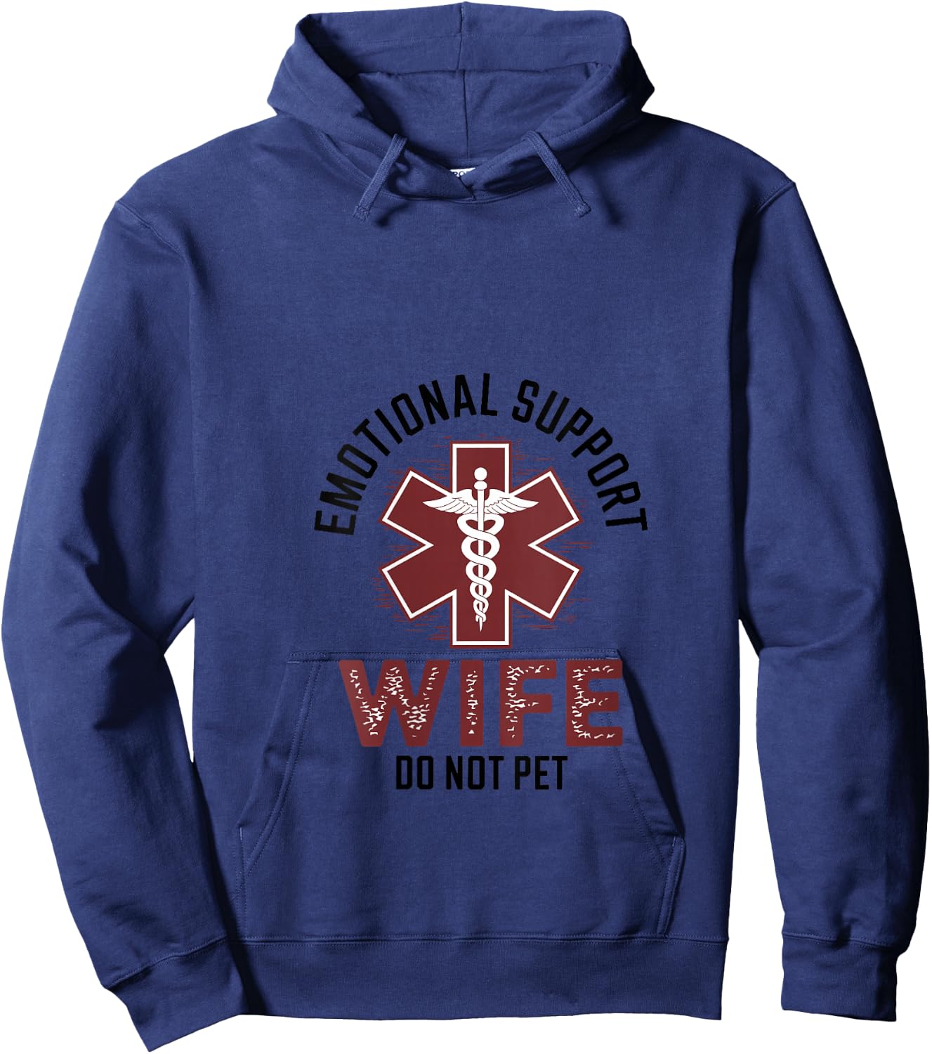 Do Not Pet Emotional Support Wife V-Neck Hoodie - Hoodie | Navy