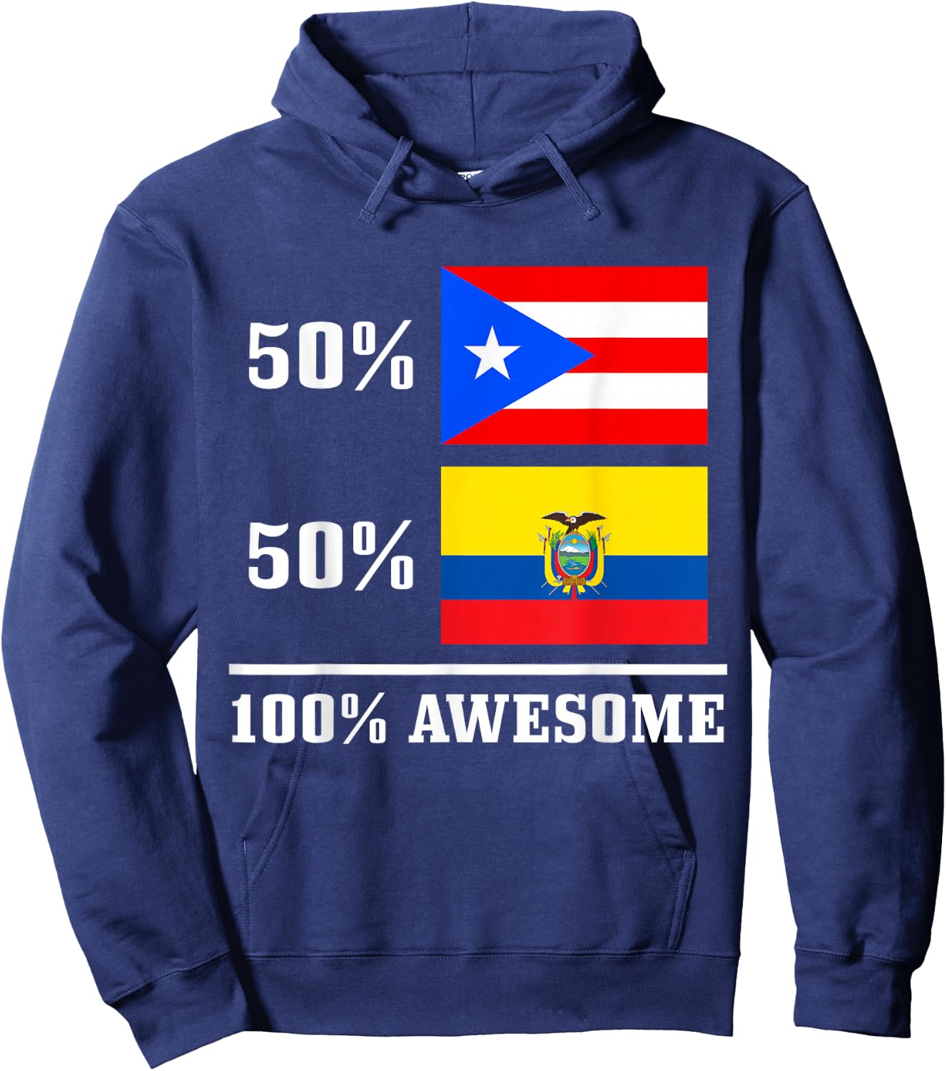 50% Puerto Rico 50% Ecuador Puerto Rican Ecuadorian Pride Hoodie - Hoodie | Navy